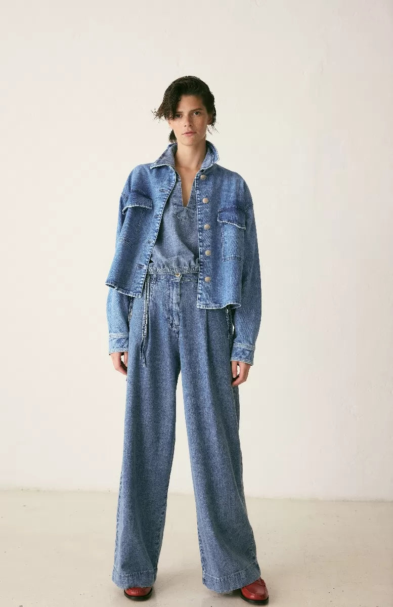 19.70 Jeans met Plooien in licht gewassen Denim