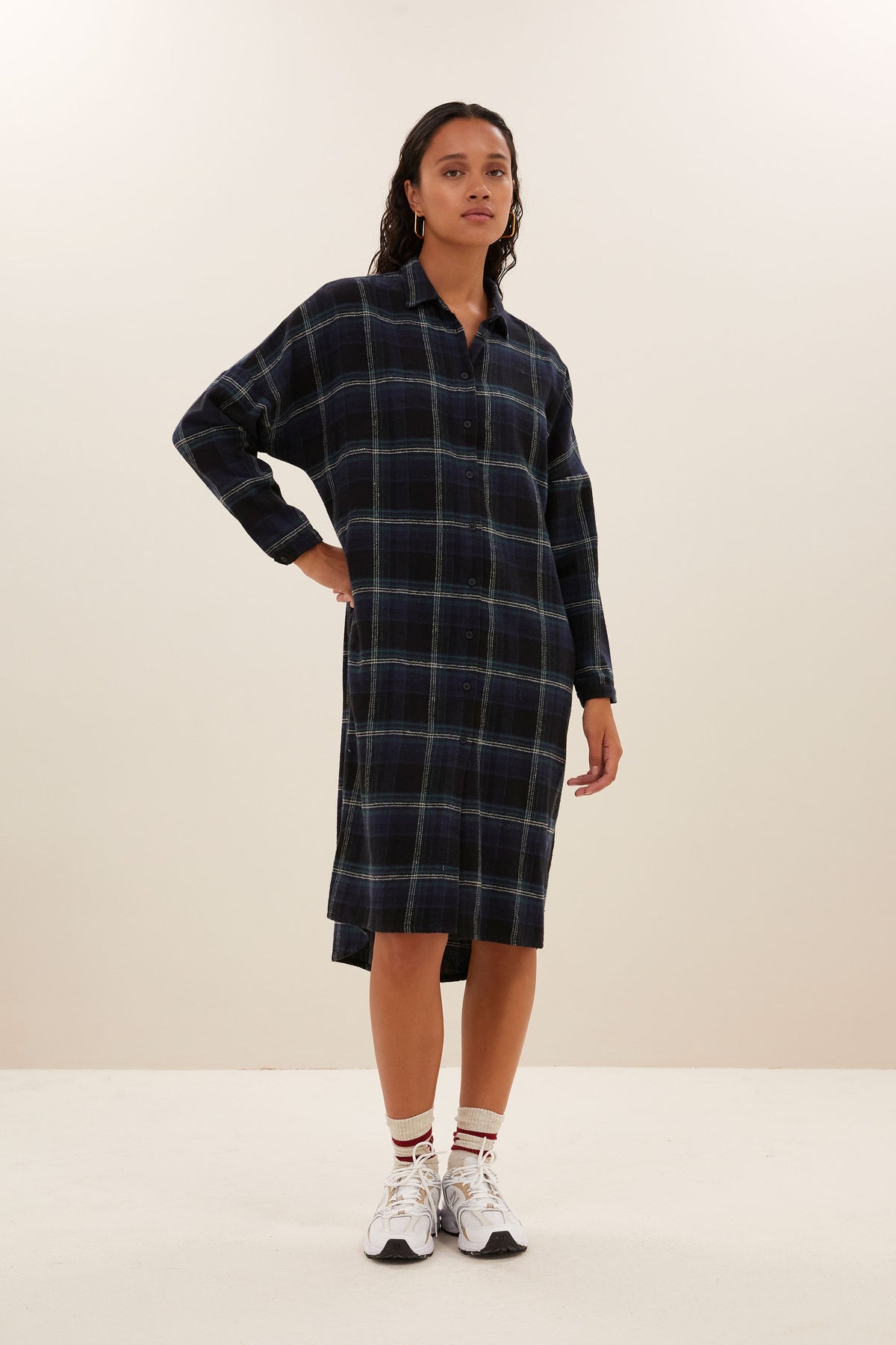 OUTLET By-Bar Jurk Check Dark Green