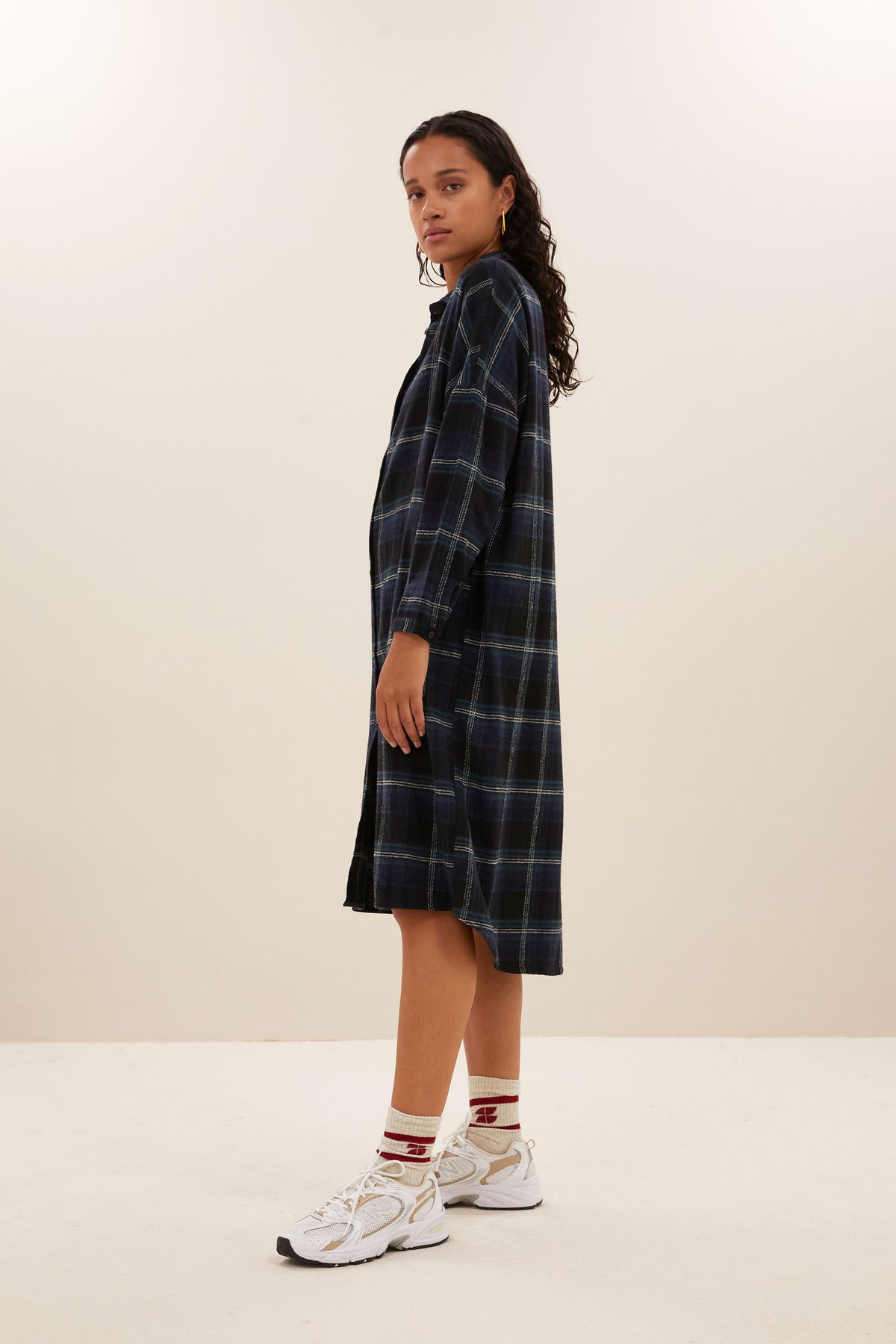 OUTLET By-Bar Jurk Check Dark Green