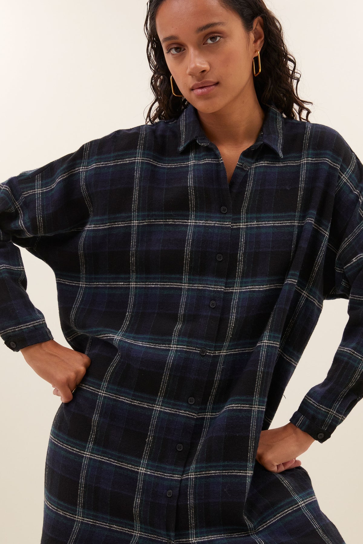 OUTLET By-Bar Jurk Check Dark Green