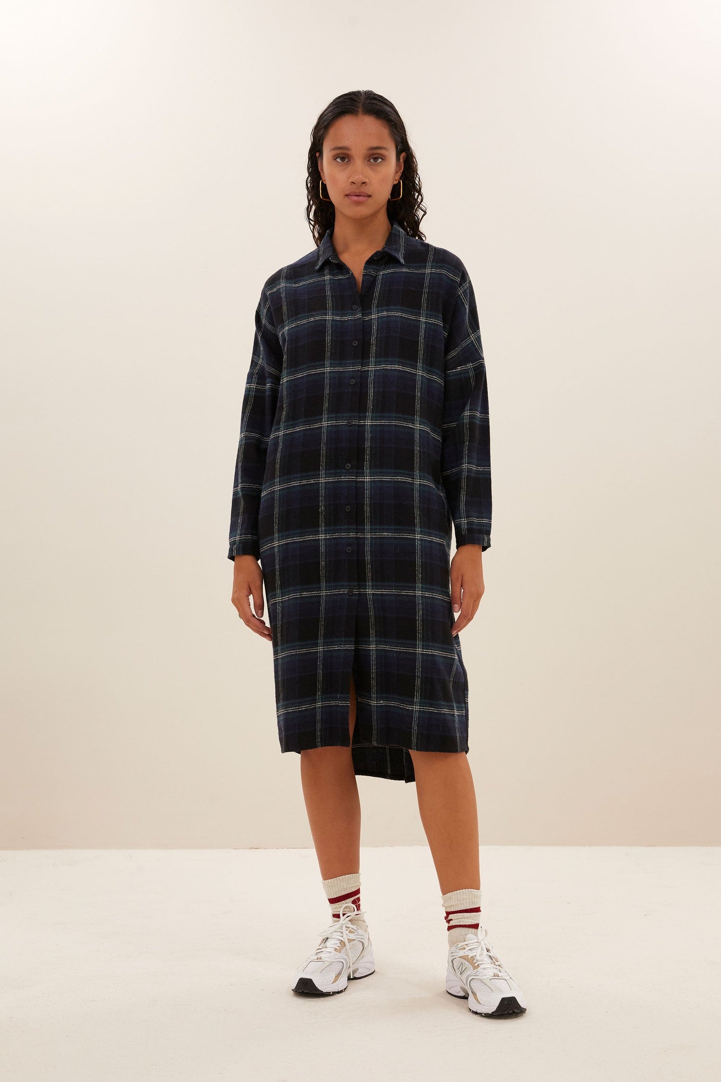 OUTLET By-Bar Jurk Check Dark Green