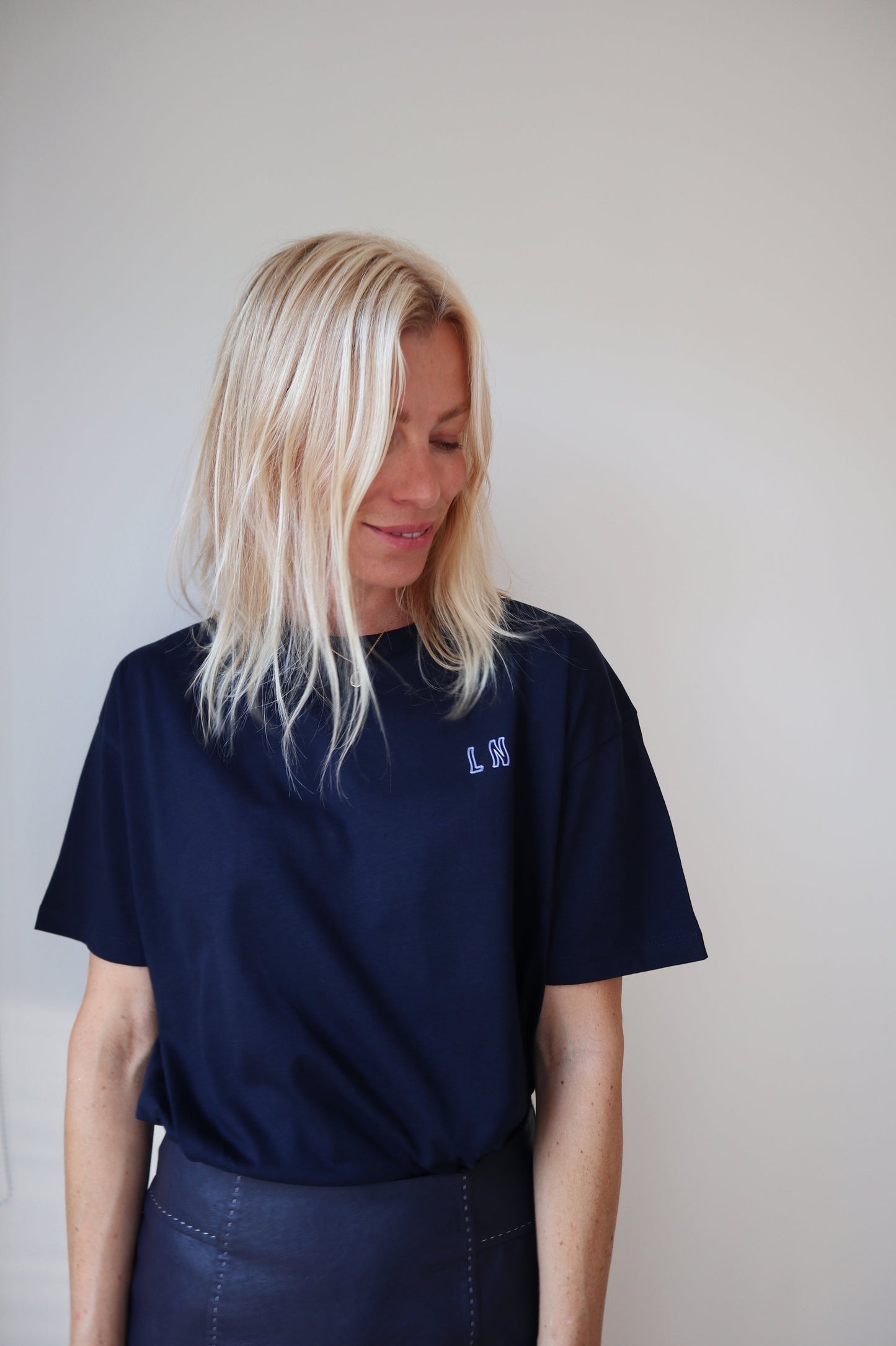 LNKnits T-Shirt 'It comes in Waves' Night Blue/Lila