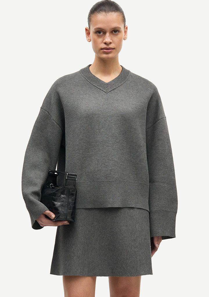 Samsoe Samsoe Pull Salula V-Nek Dark Grey