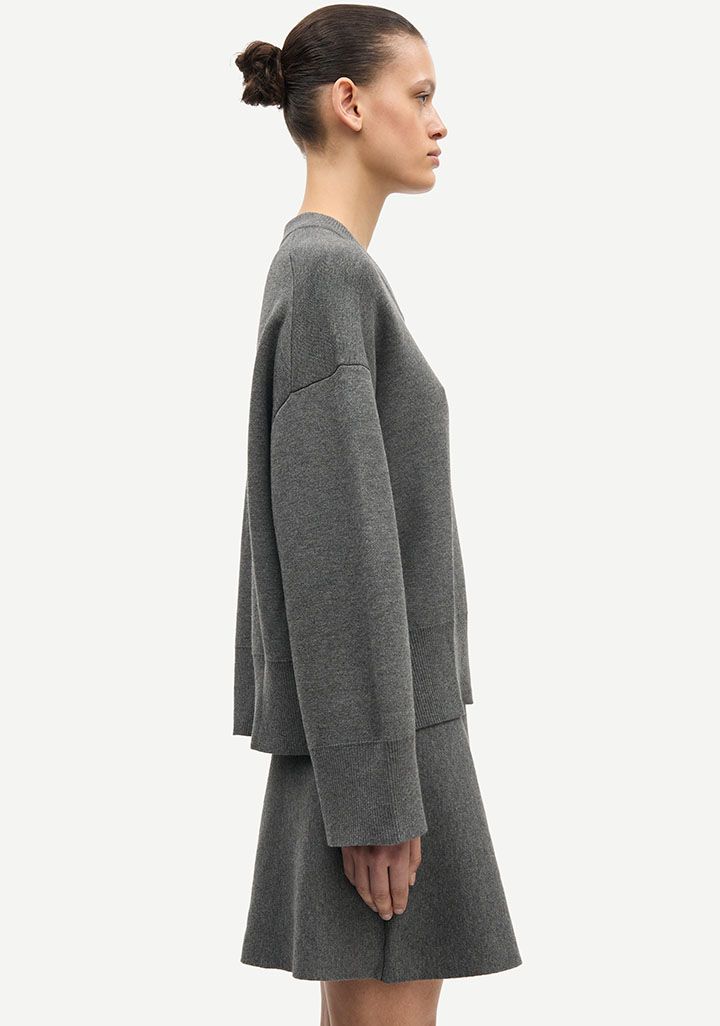 Samsoe Samsoe Pull Salula V-Nek Dark Grey