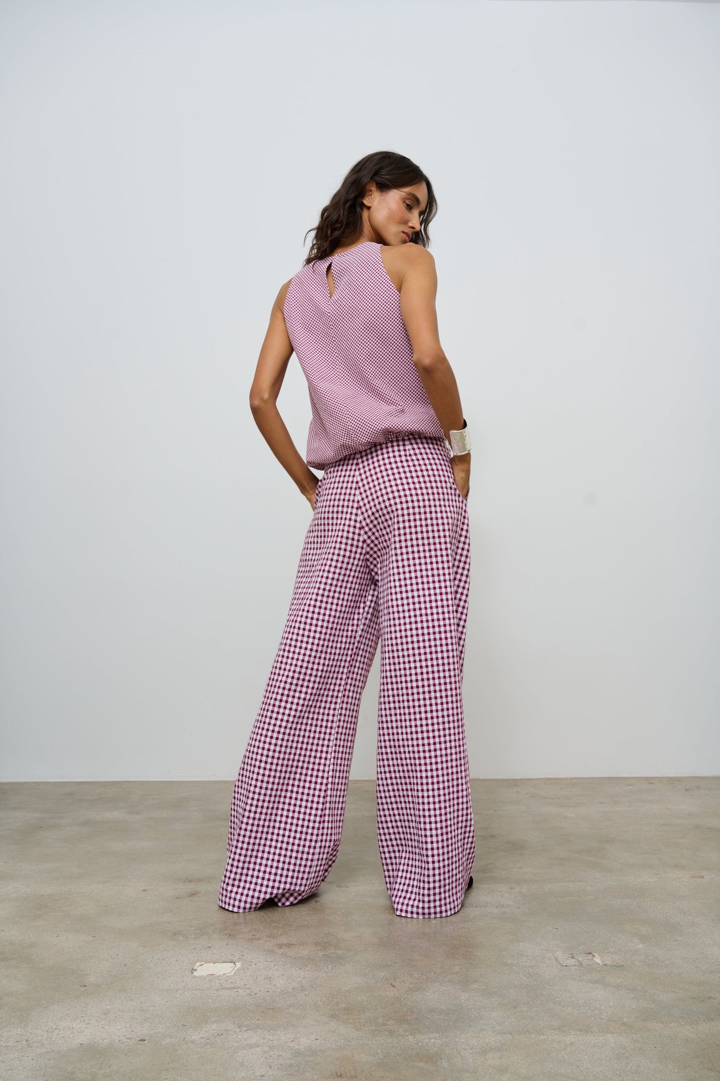 Bad Habits Top Isla Vichy Burgundy
