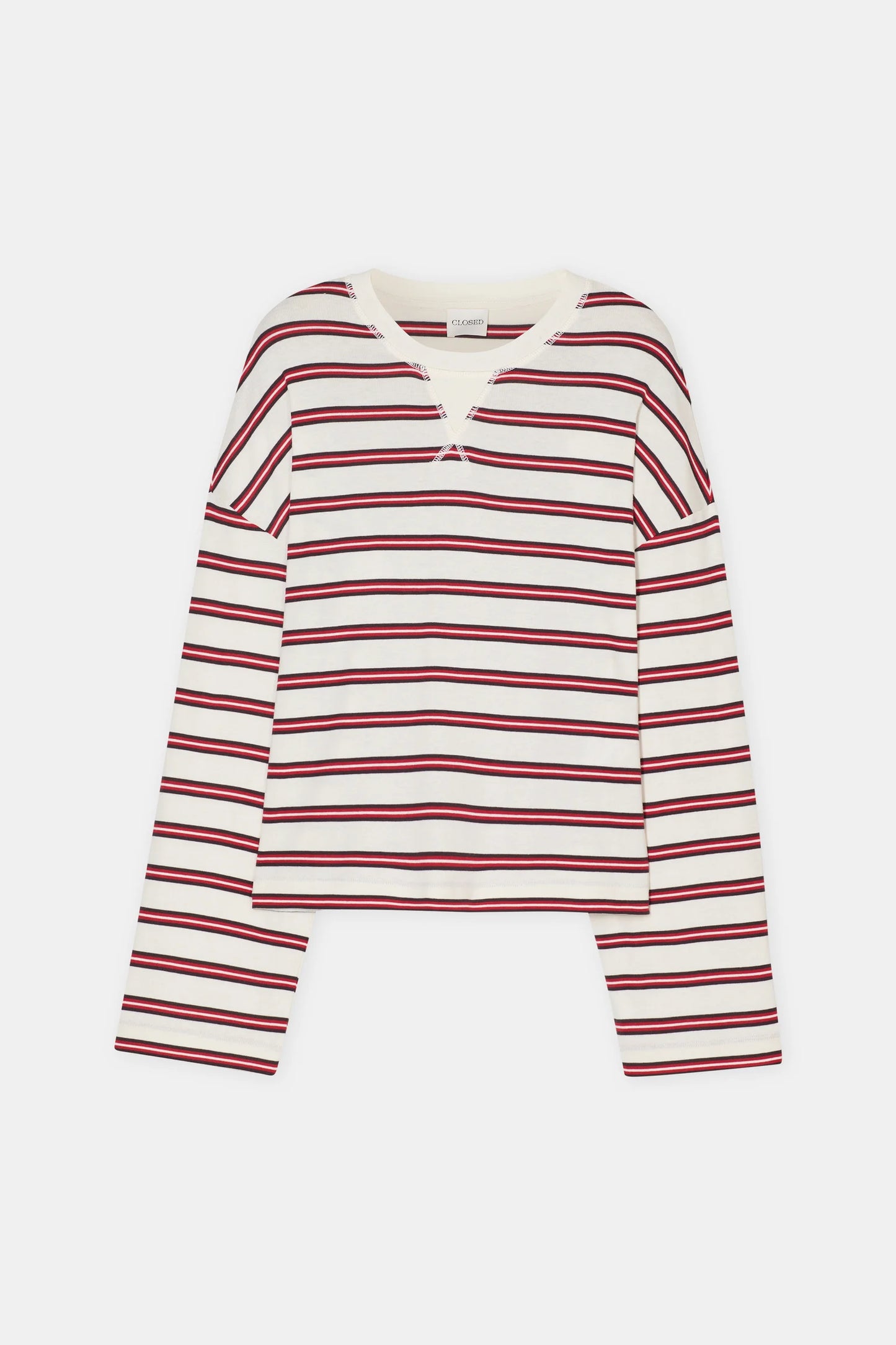 Closed T-Shirt Lange Mouwen Gestreept Ivoor