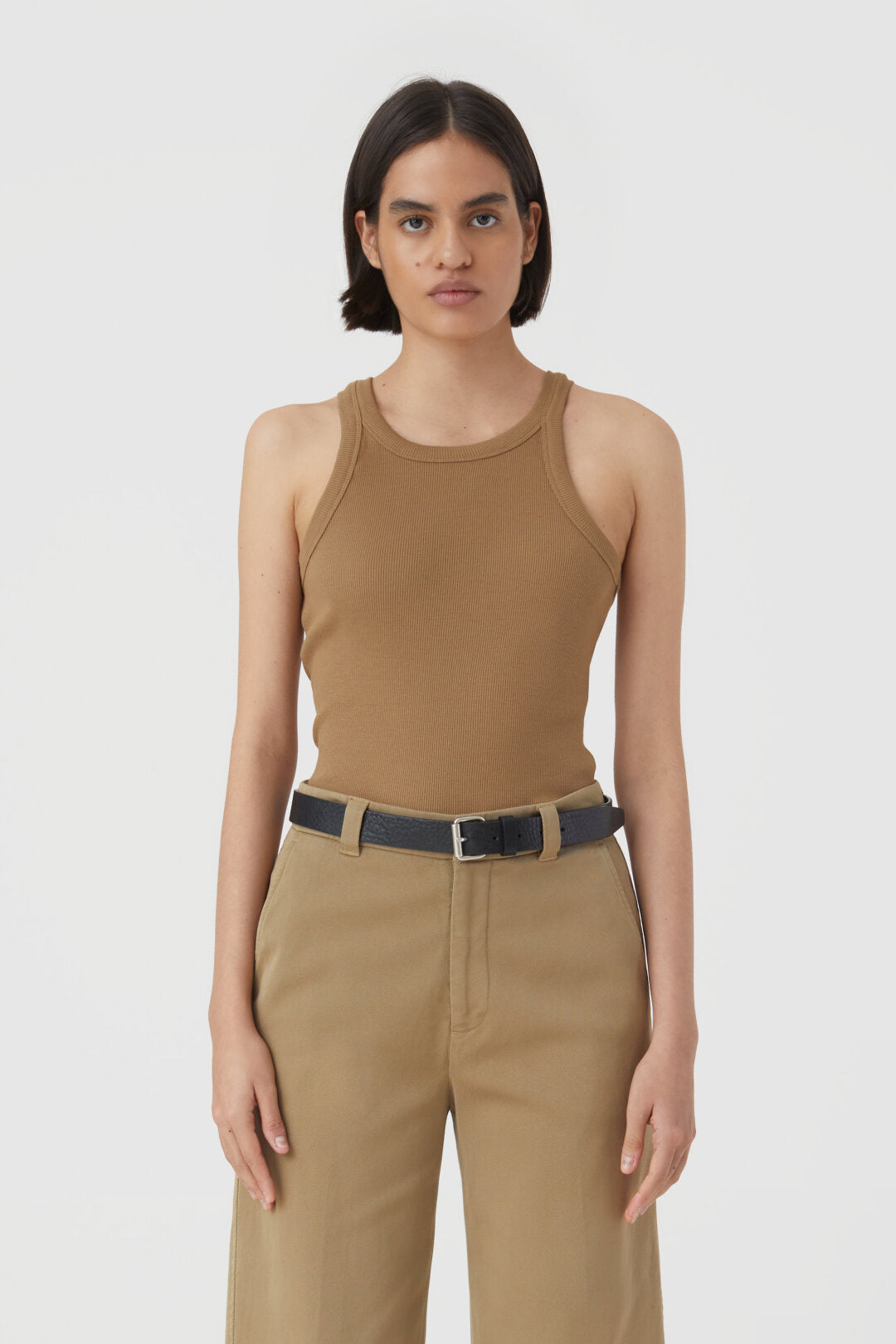 OUTLET Closed Tanktop in Ribjersey Nutmeg