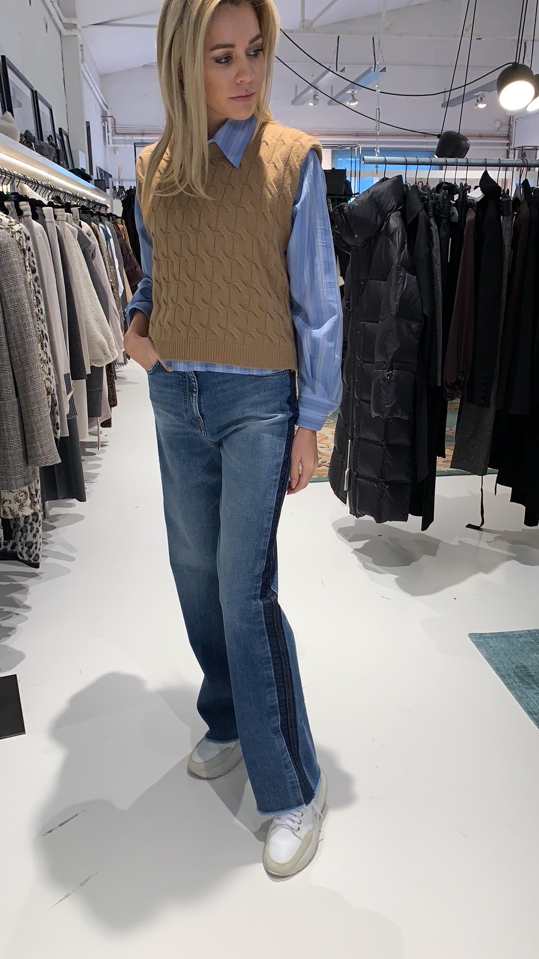 OUTLET Seventy Jeans Hoge Taille Lang Streep Opzij