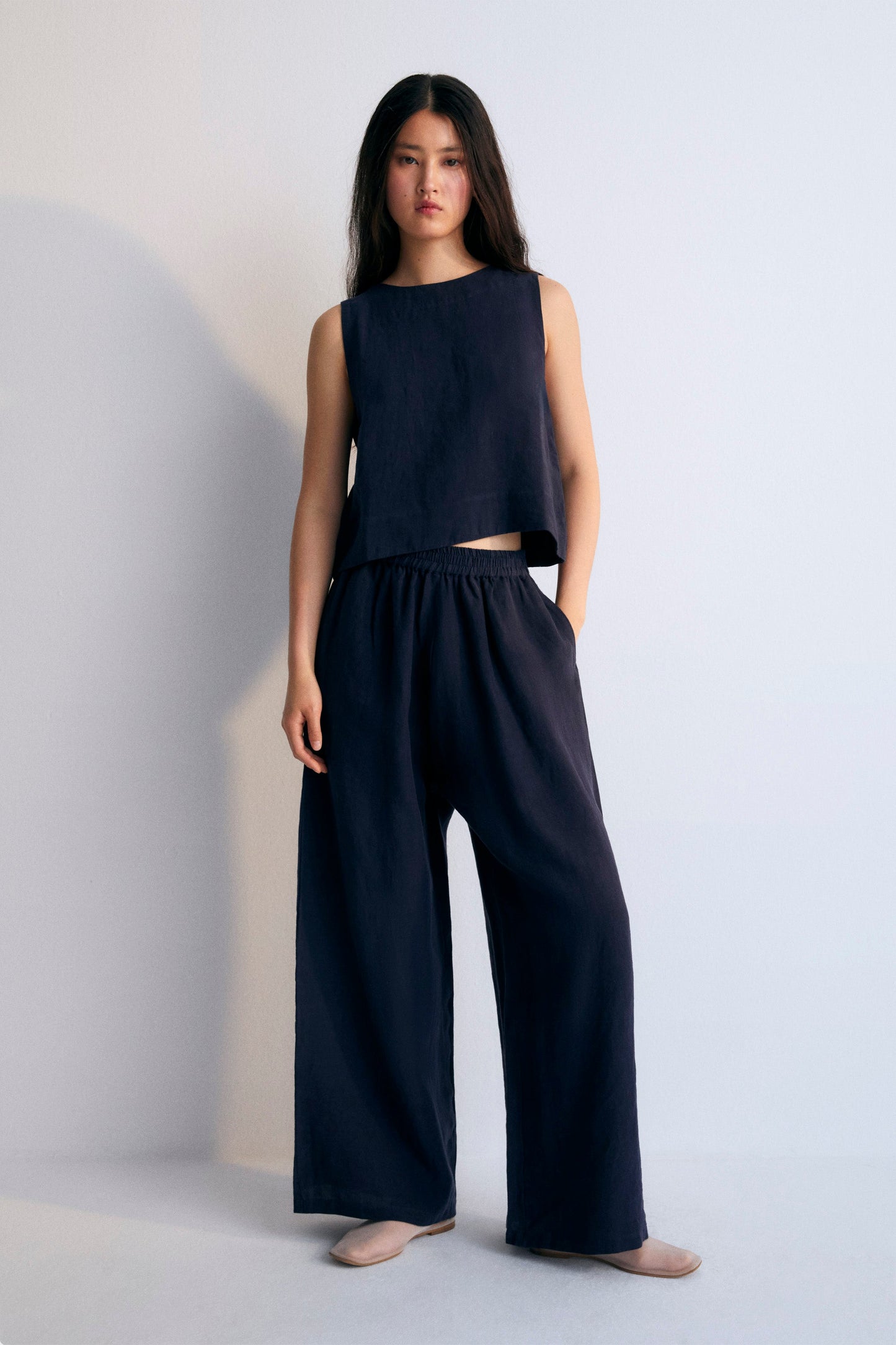 The New Society Broek Hera Palazzo Navy