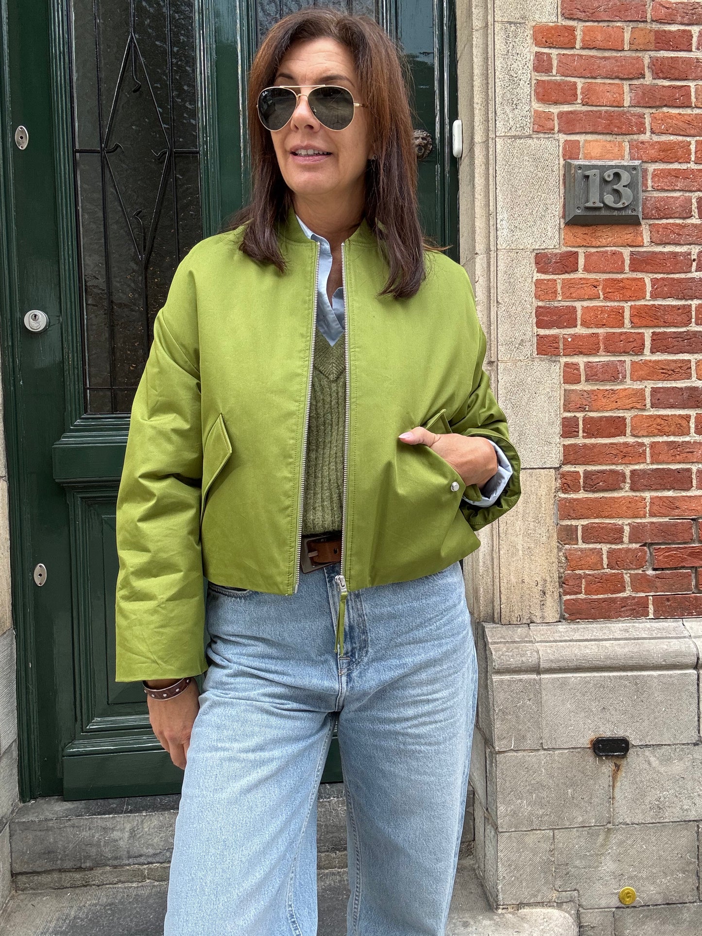 Closed Bomber Pistachio Green