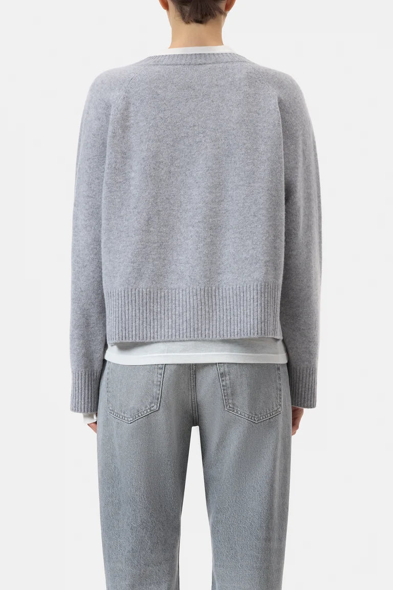 Closed Pull Ronde Hals Light Grey Melange