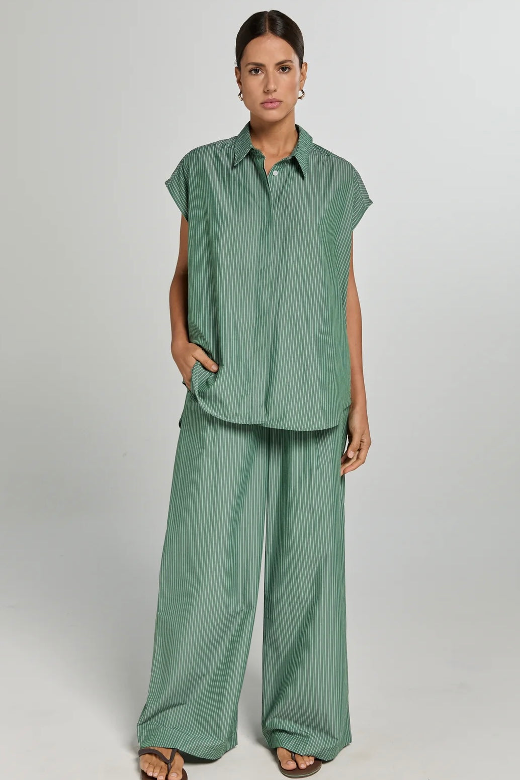 Liv The Label Bloes Alba Green / White Striped