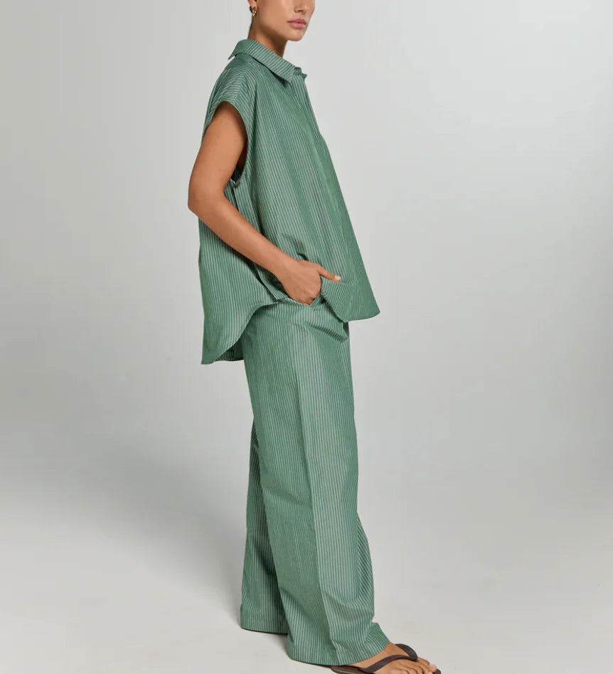 Liv The Label Bloes Alba Green / White Striped