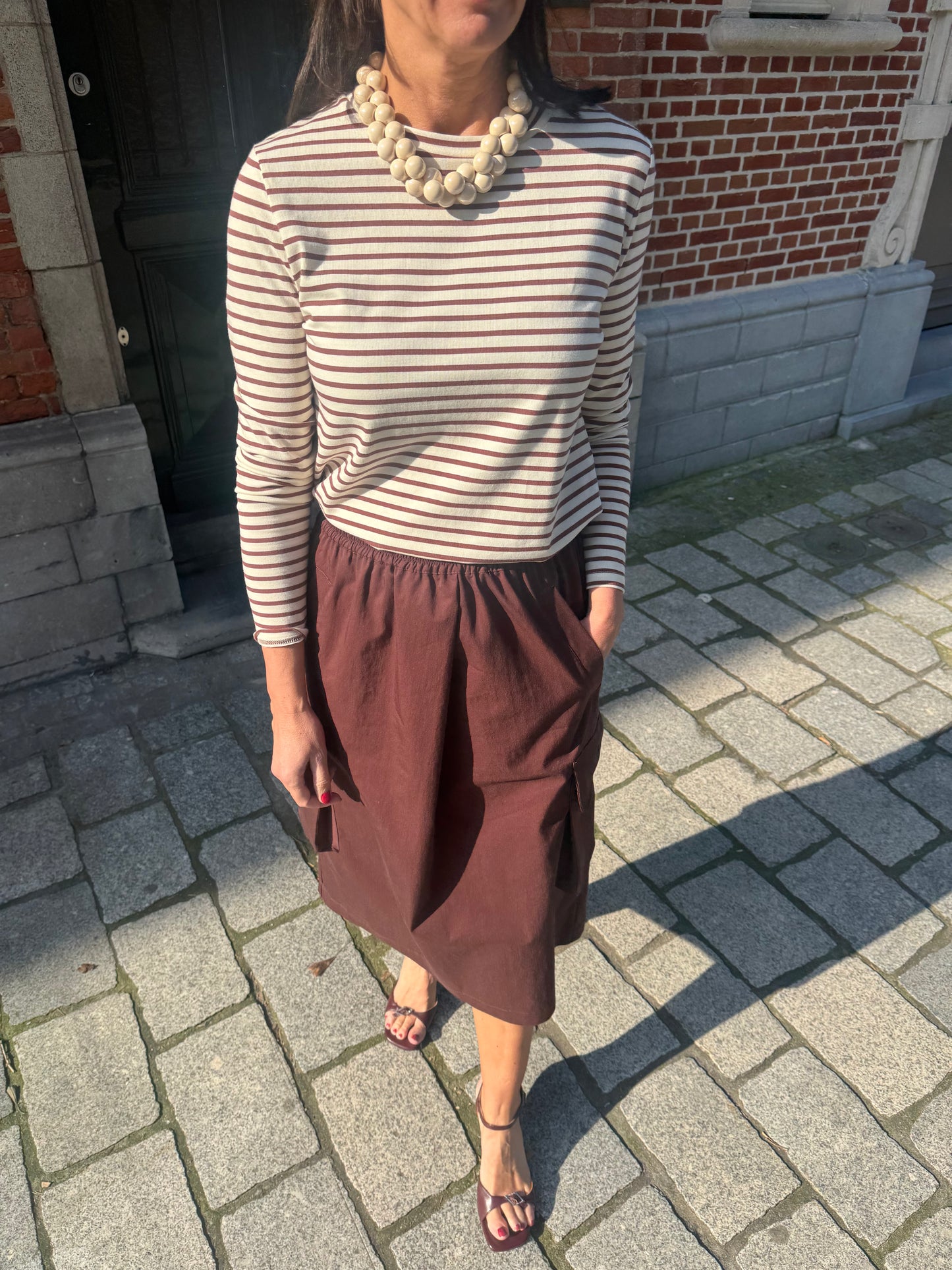 JCSophie T-Shirt Lange Mouwen Lyla Streep Bruin