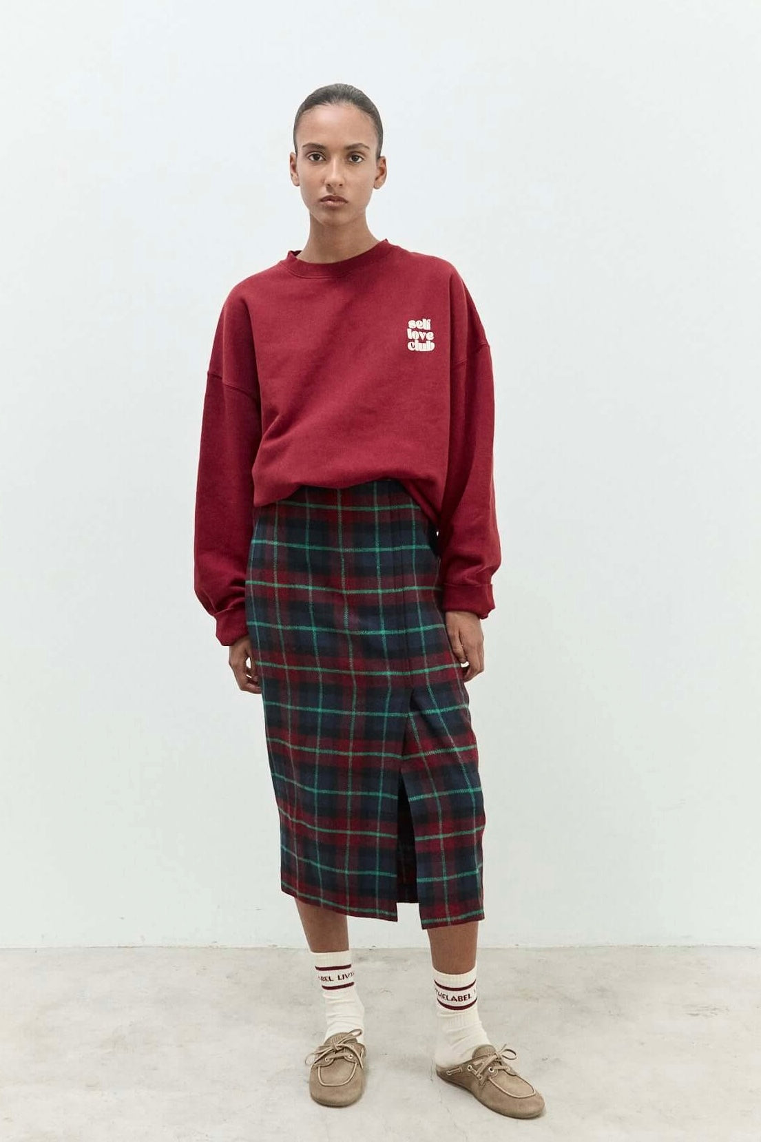 OUTLET Liv The Label Rok Midi Drew Burgundy/Blue Check