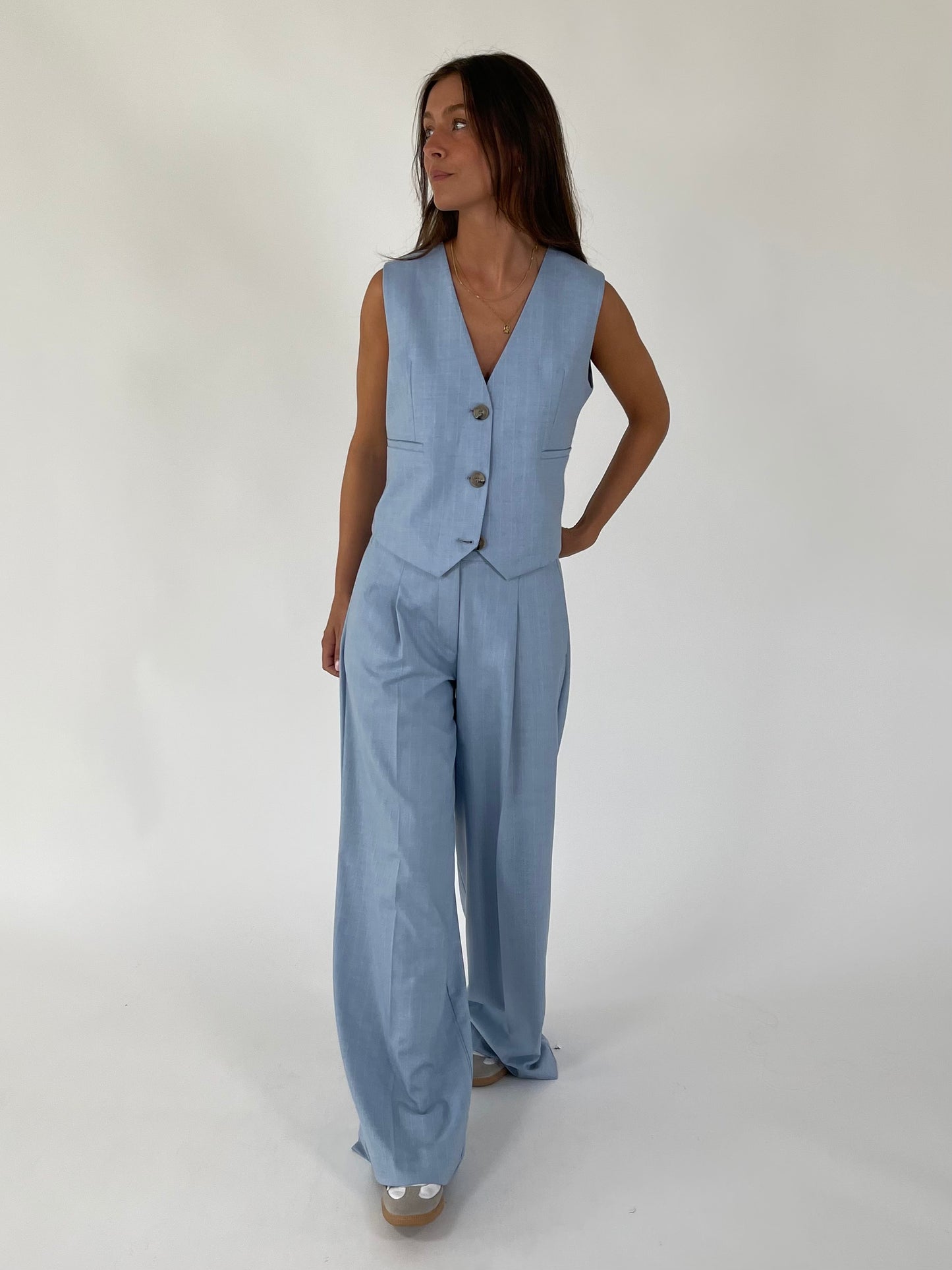 Liv The Label Broek Logan Light Blue Pin Stripe