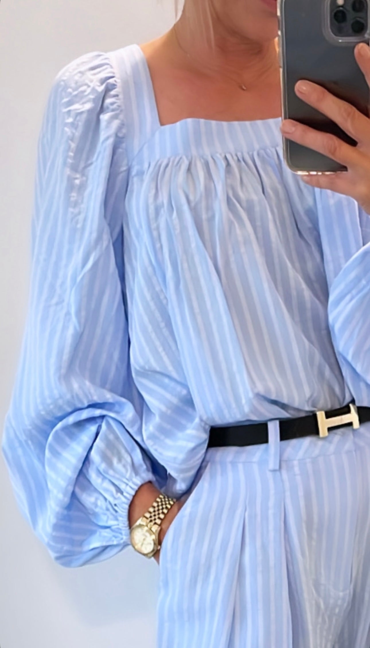 The New Society Bloes Symi Powder Blue Stripe