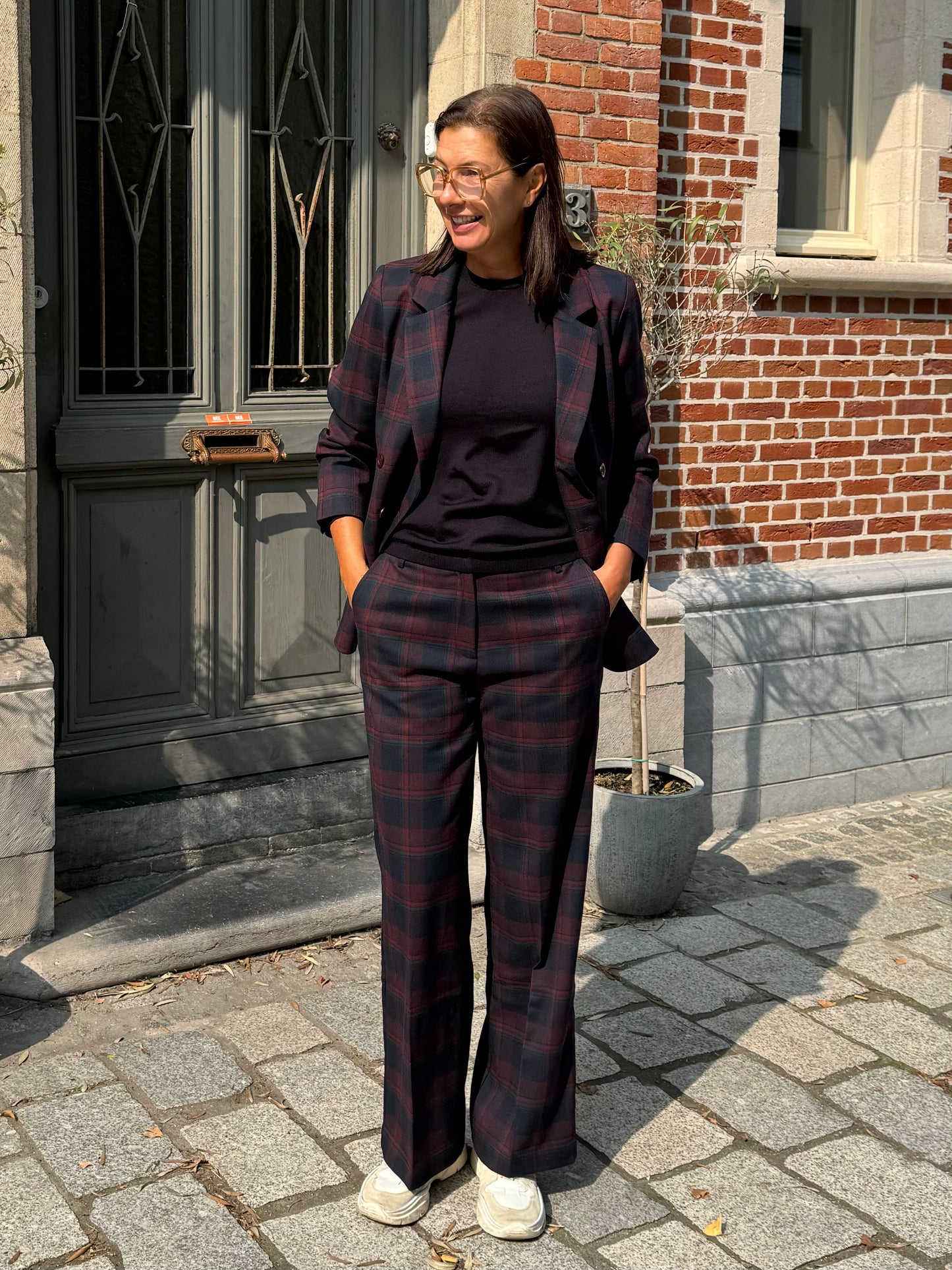OUTLET Liv The Label Broek Poppy Blue & Burgundy Checked