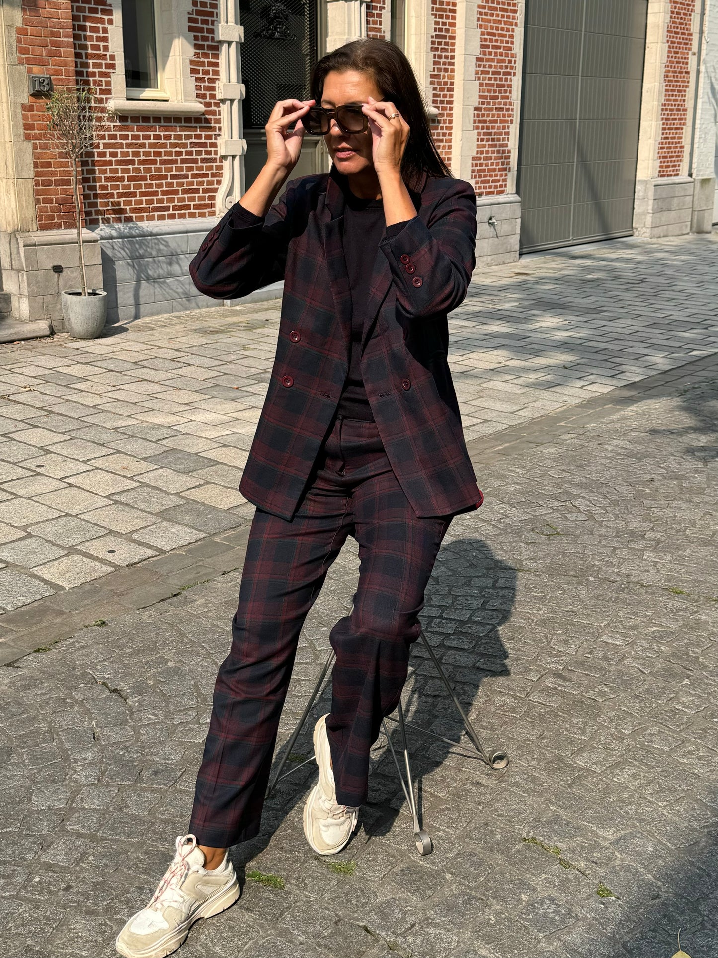 OUTLET Liv The Label Broek Poppy Blue & Burgundy Checked