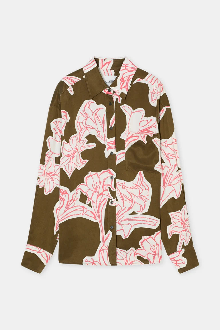 Closed Bloes Bloemenprint Deep Olive