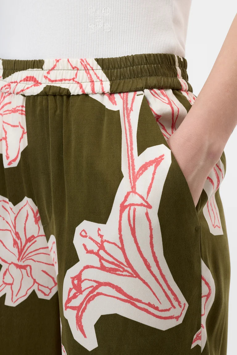 Closed Broek Bloemenprint Deep Olive