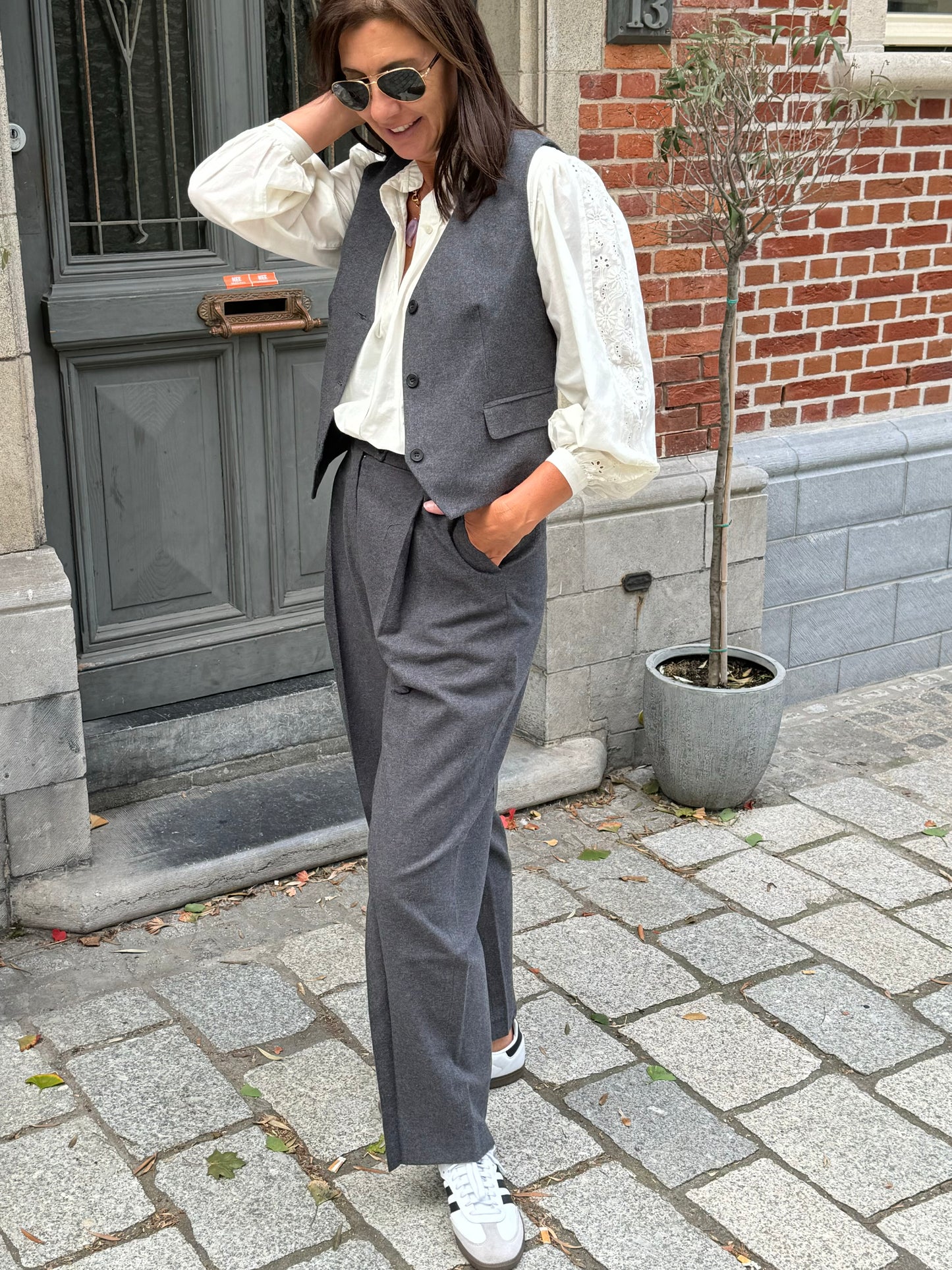 OUTLET The New Society Women Waistcoat Brooklyn Graphite Mist