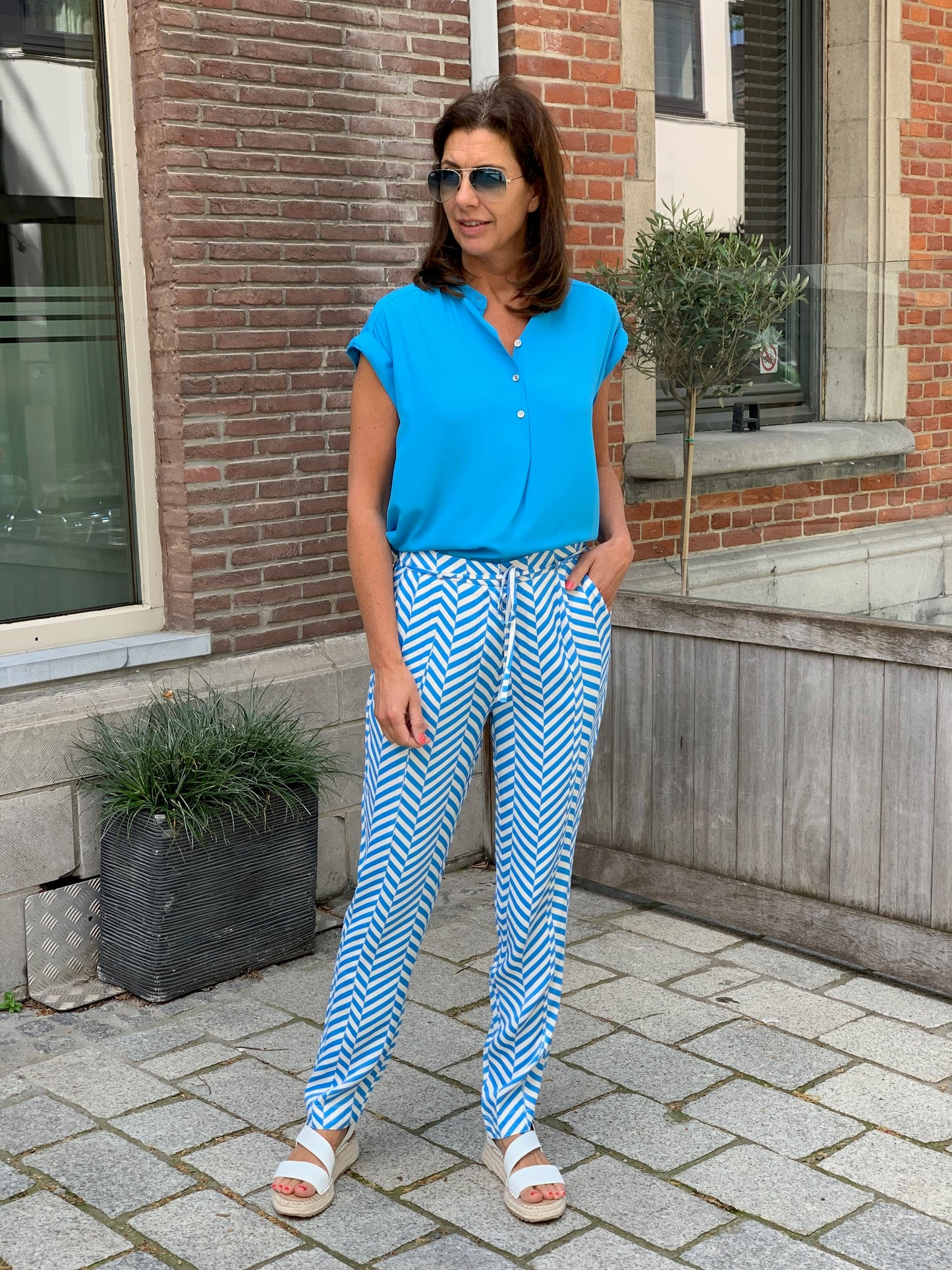 OUTLET Coster Copenhagen Broek Stella in Heringbone Print