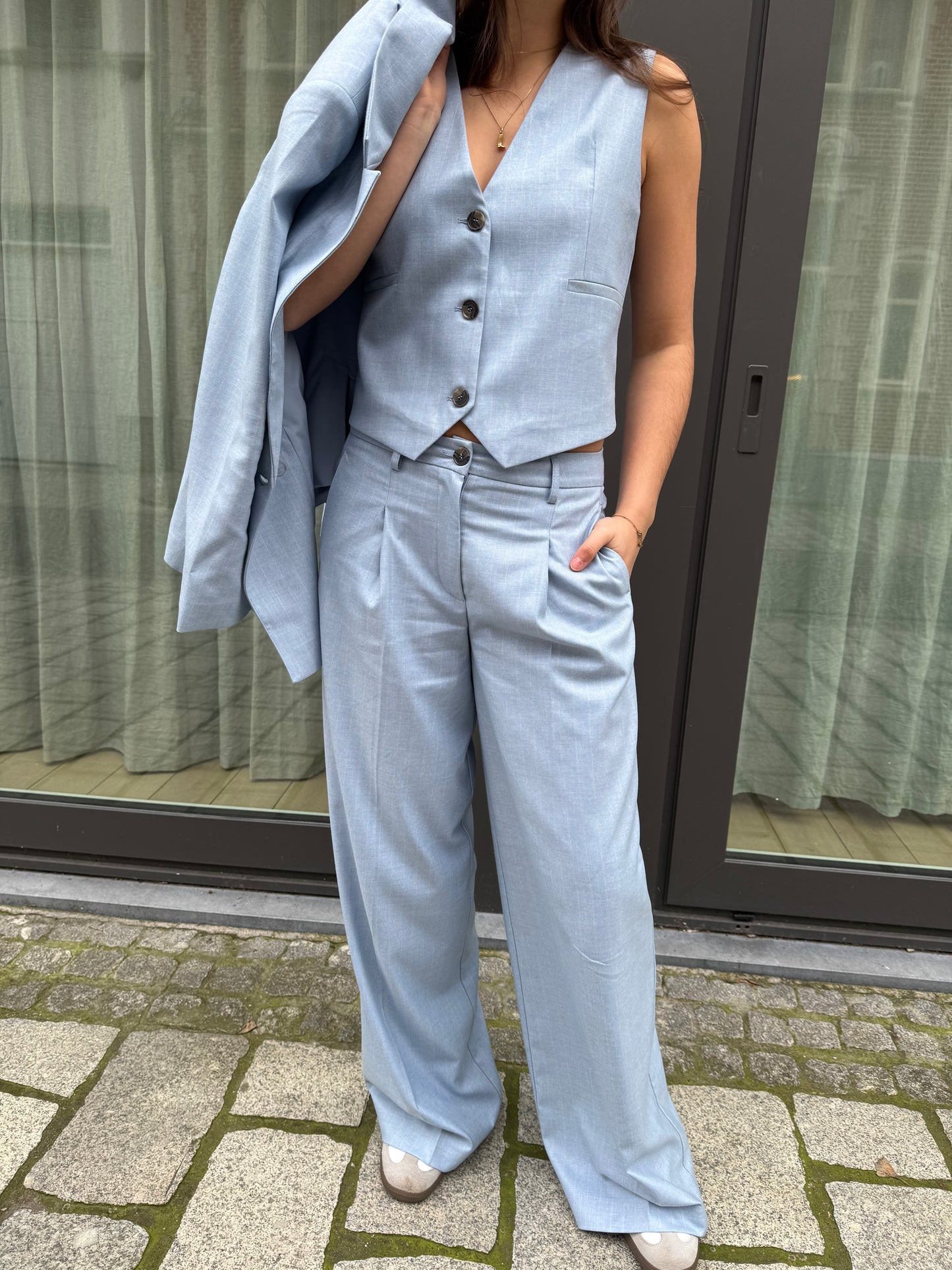 Liv The Label Broek Logan Light Blue Pin Stripe