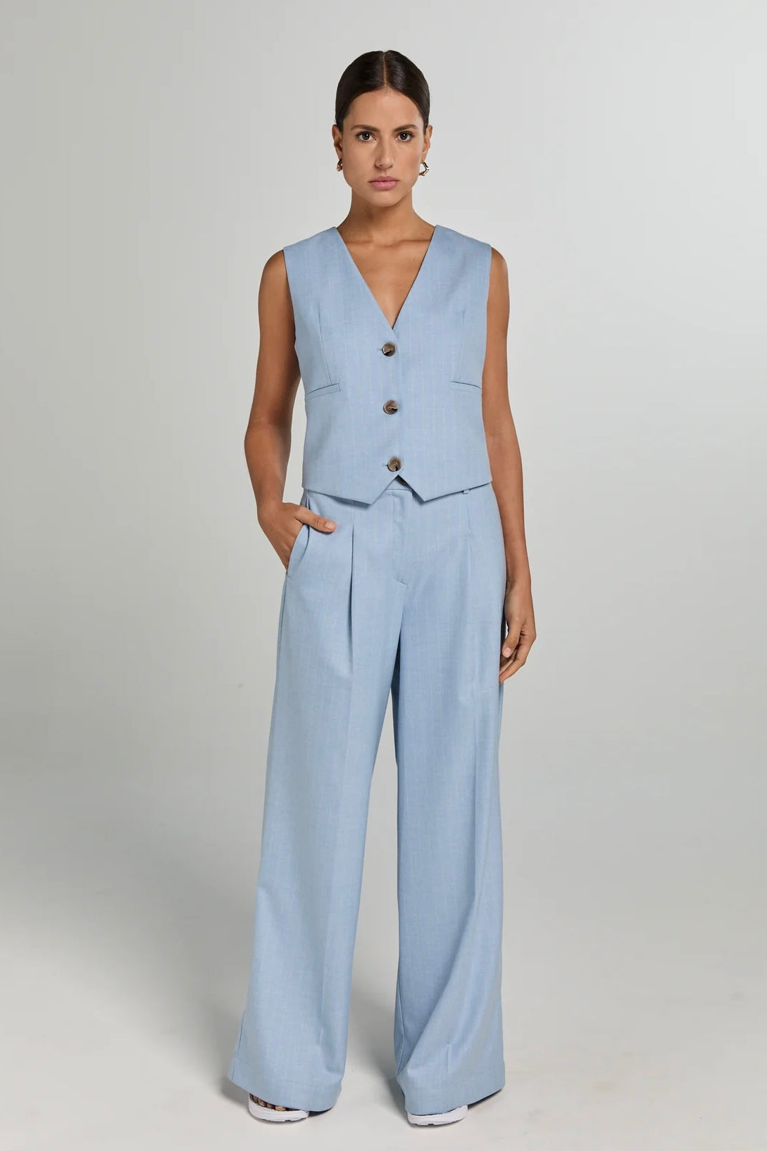 OUTLET Liv The Label Broek Logan Light Blue Pin Stripe