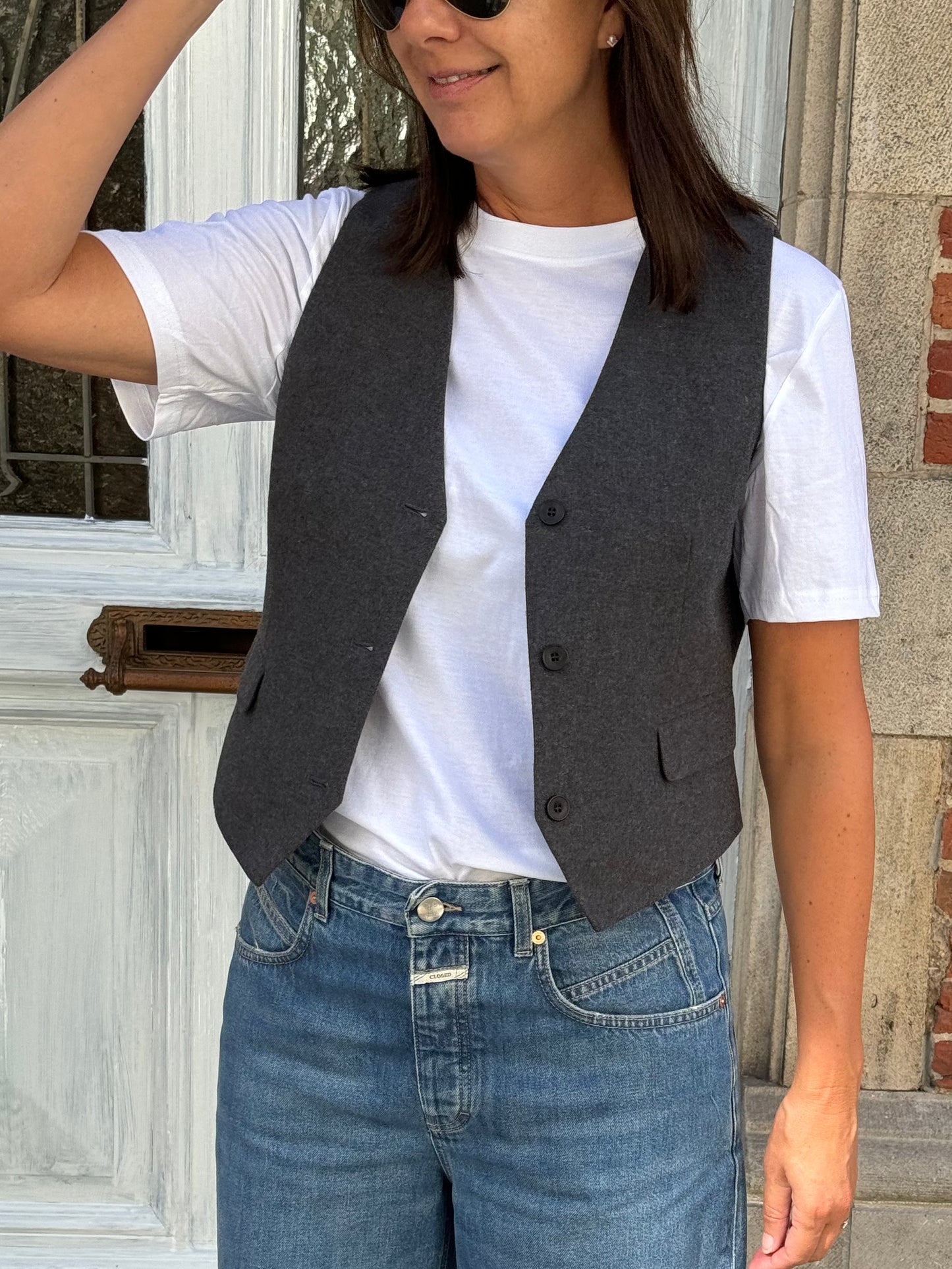 OUTLET The New Society Women Waistcoat Brooklyn Graphite Mist