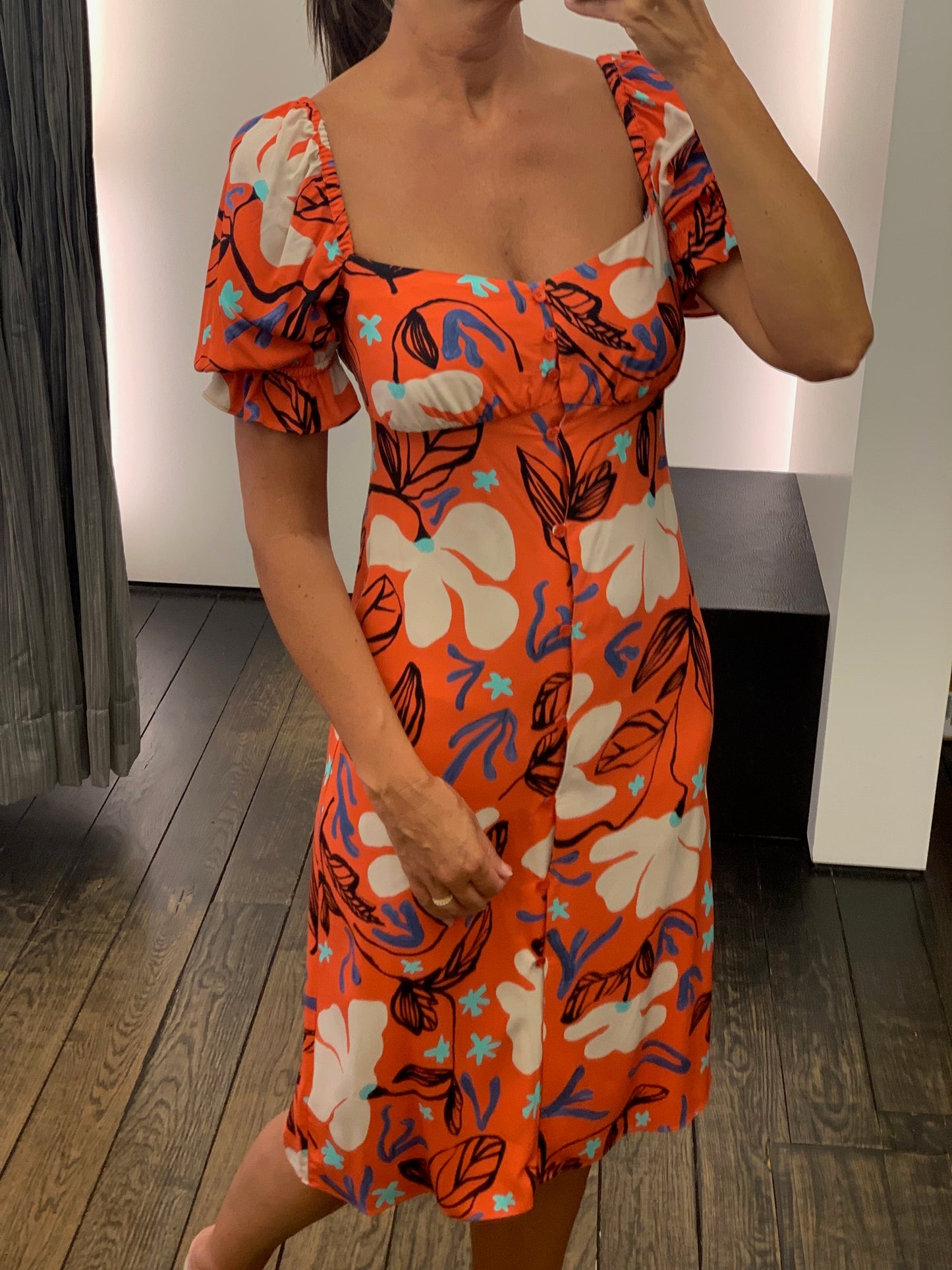 OUTLET Paul Smith Jurk met Pofmouw Gebloemd Oranje