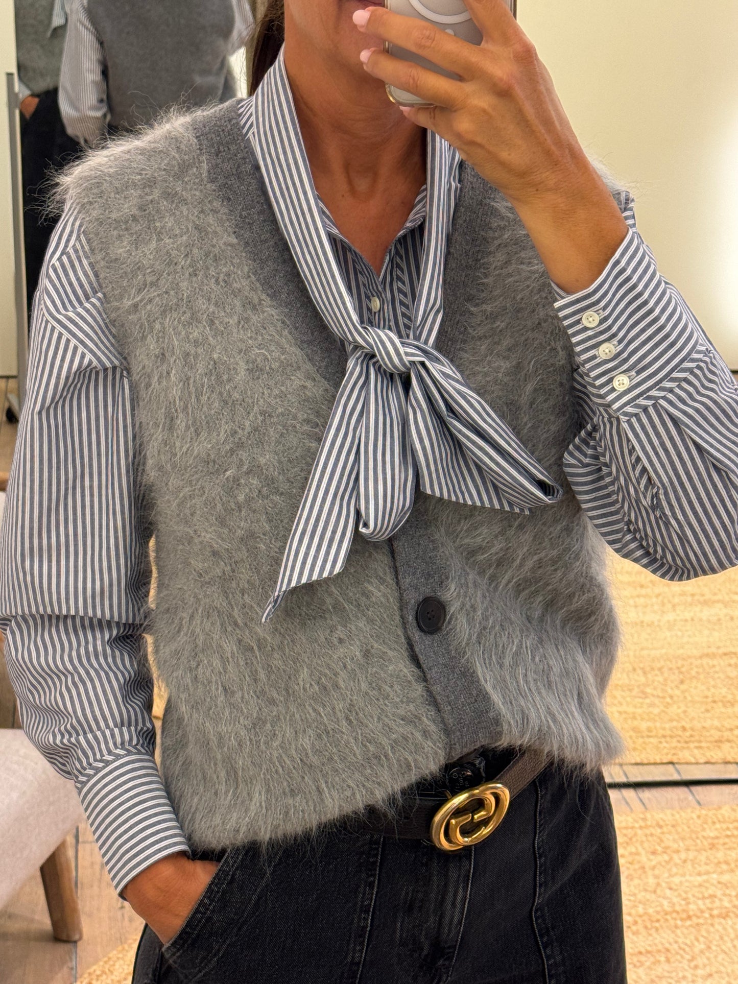 Zengghi Cardigan Mouwloos Alpacca Grey Melange