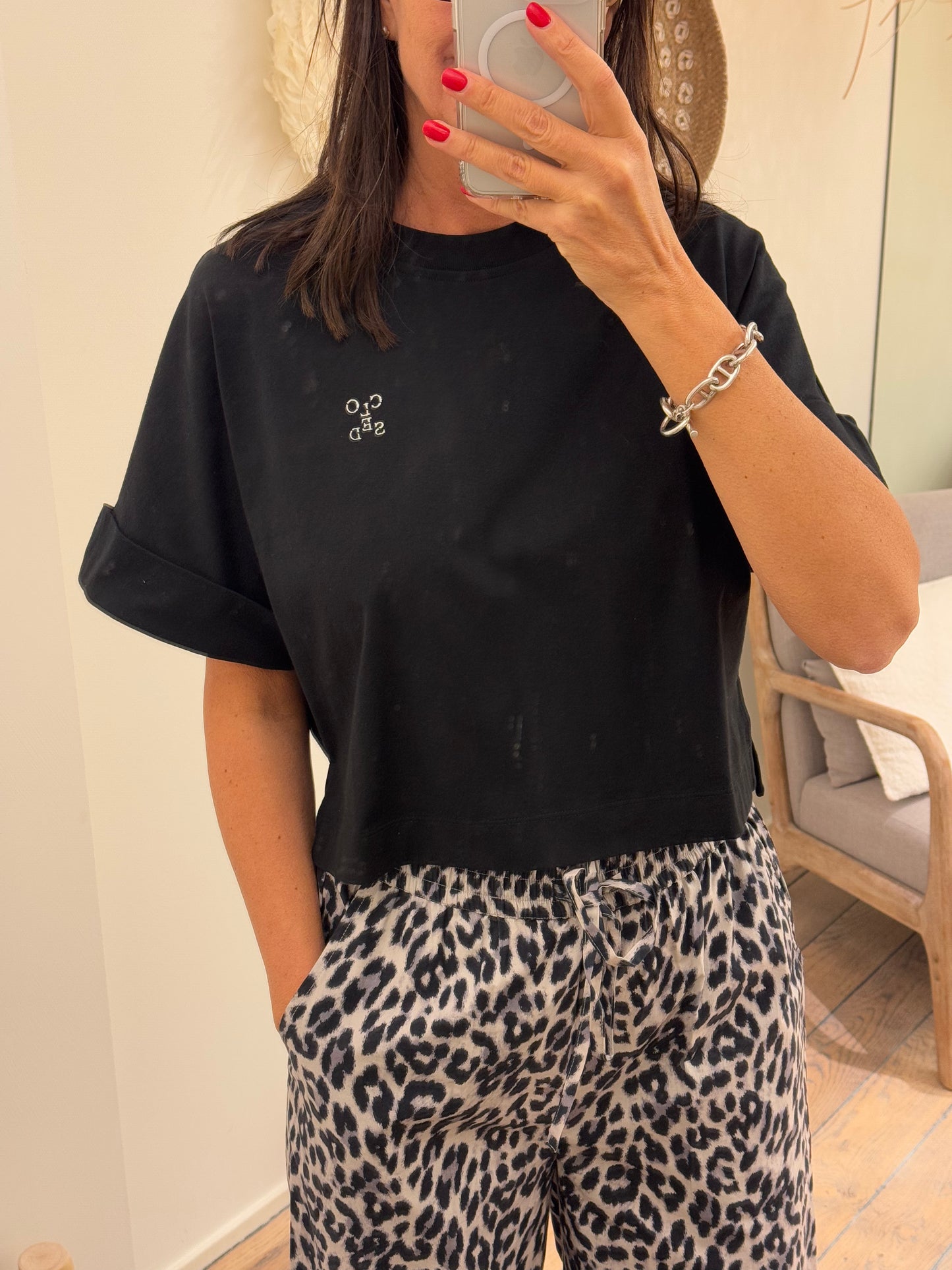 Closed T-Shirt Zwart Logo Wit