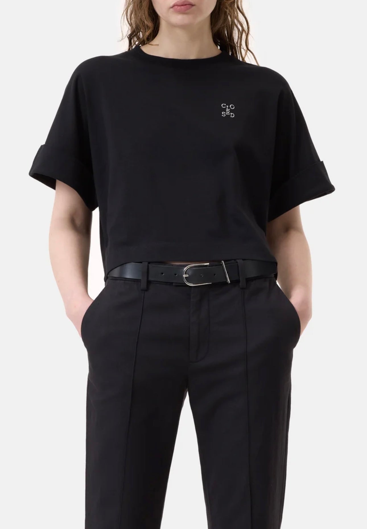 Closed T-Shirt Zwart Logo Wit