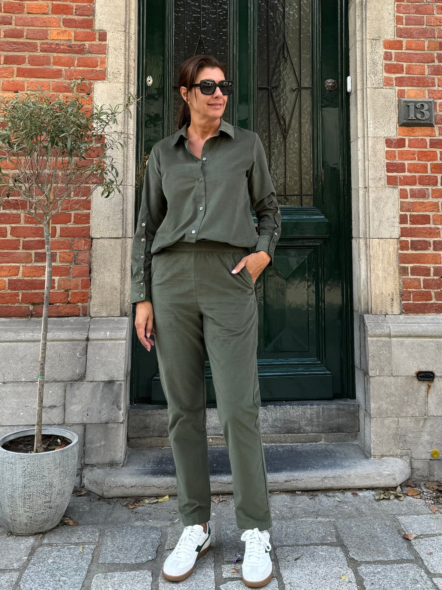 OUTLET Rue de Tokyo Broek Parel Baby Corduroy Moss Green