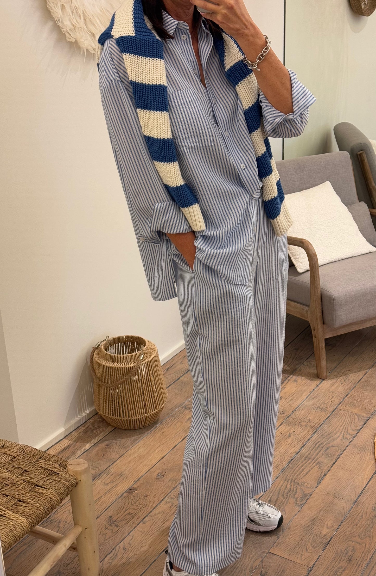OUTLET The New Society Broek Niki Powder Blue Stripes