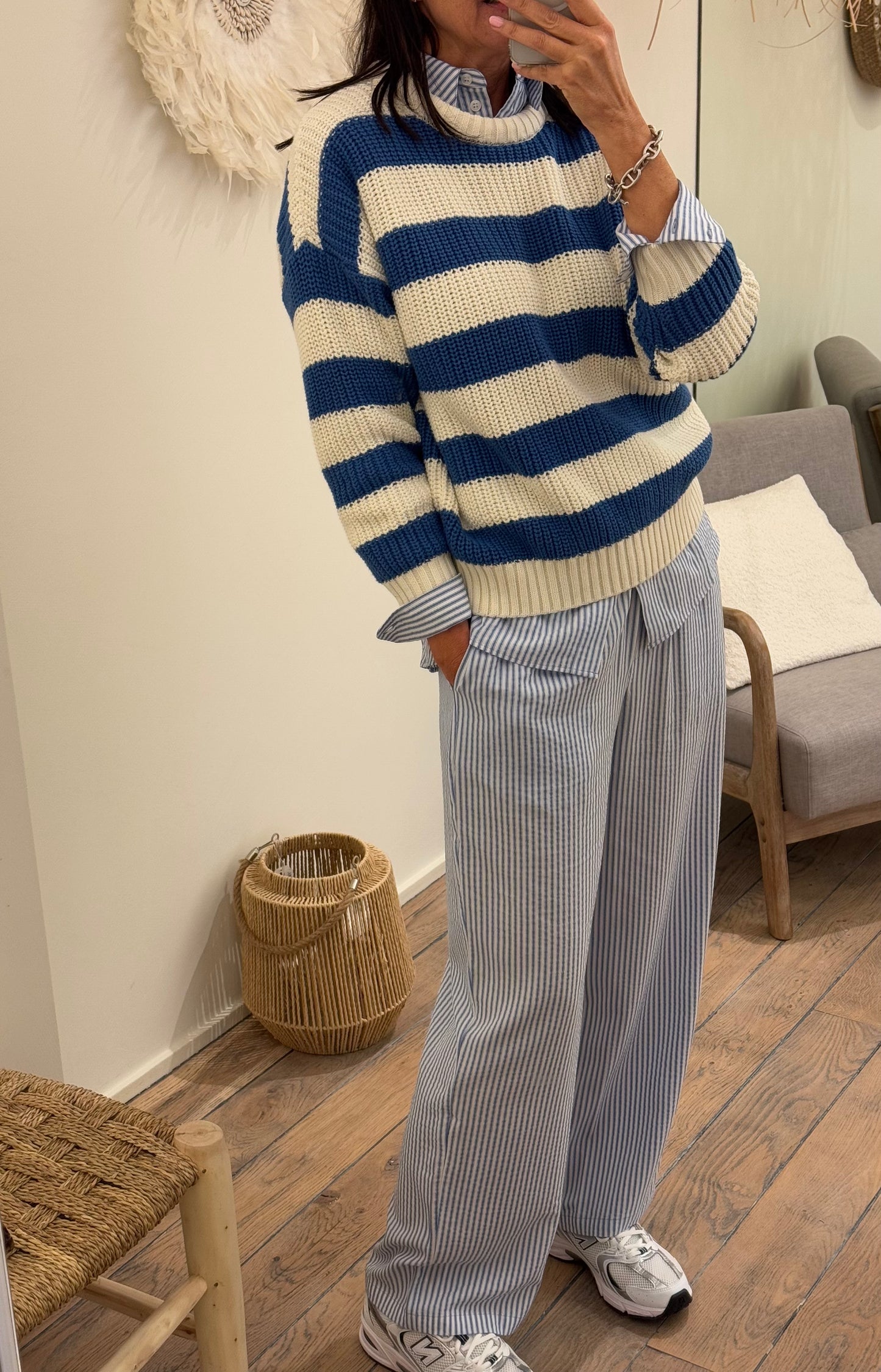 OUTLET The New Society Broek Niki Powder Blue Stripes