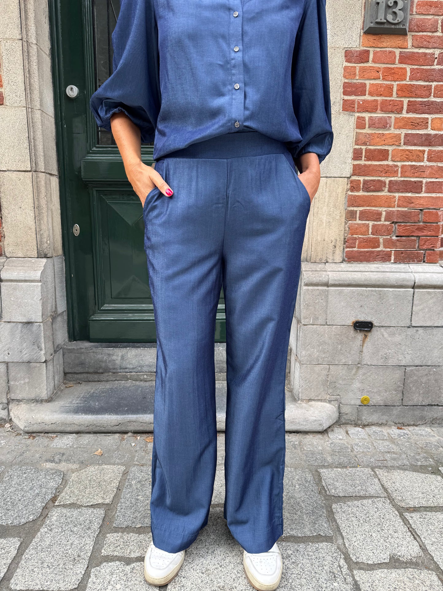 Peppercorn Broek Bea Wide Denim Blue