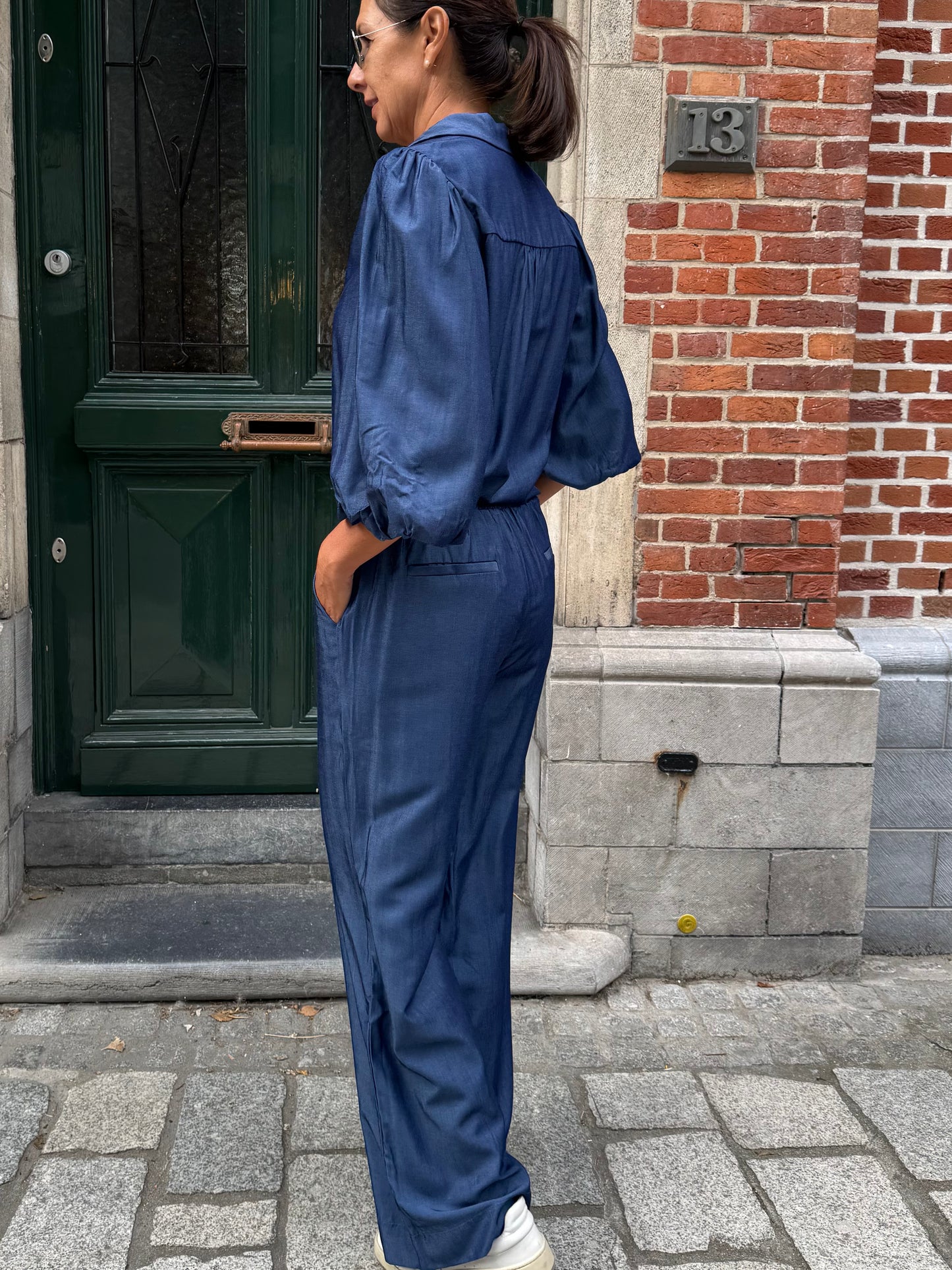 Peppercorn Broek Bea Wide Denim Blue