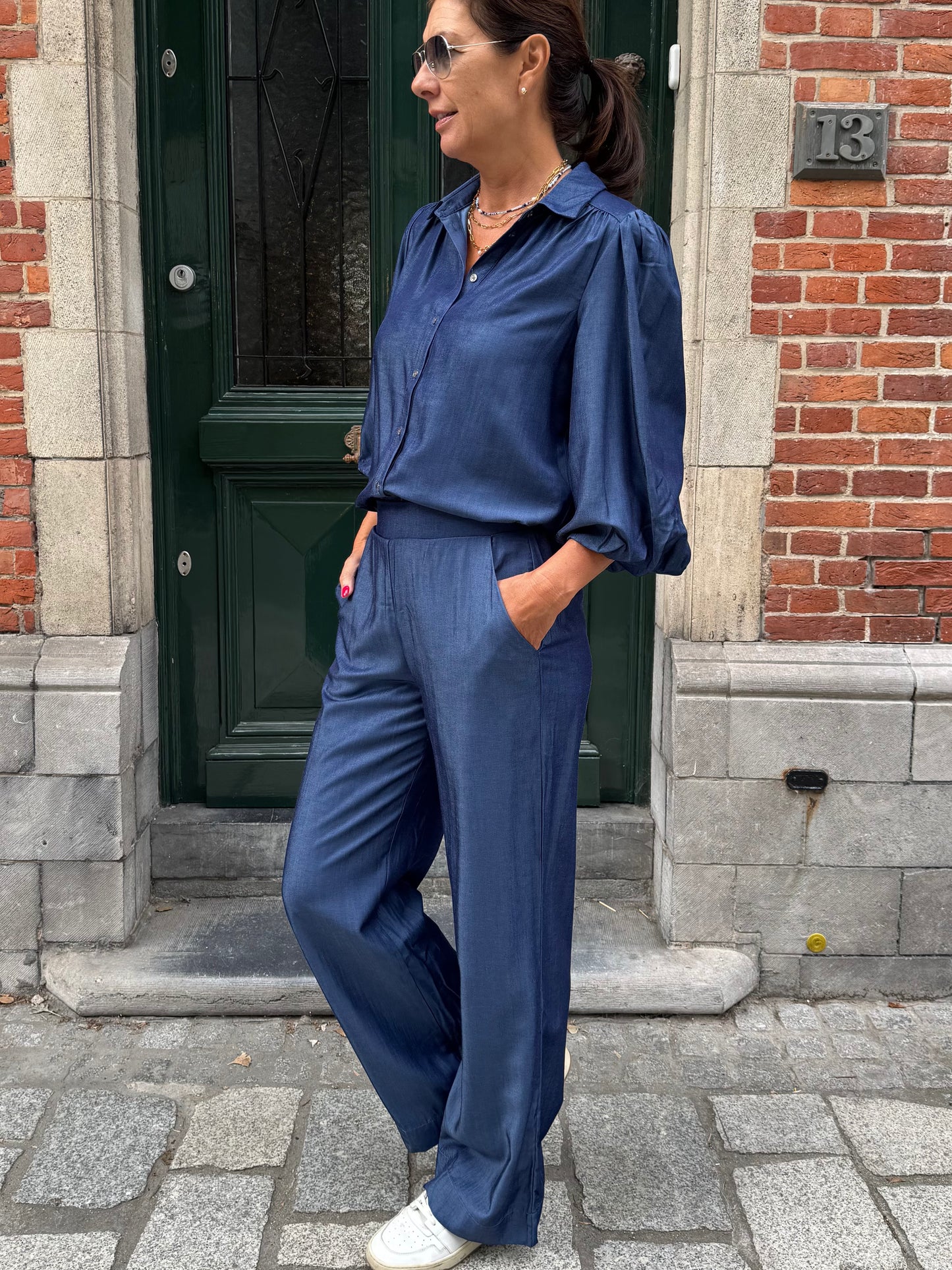 Peppercorn Broek Bea Wide Denim Blue