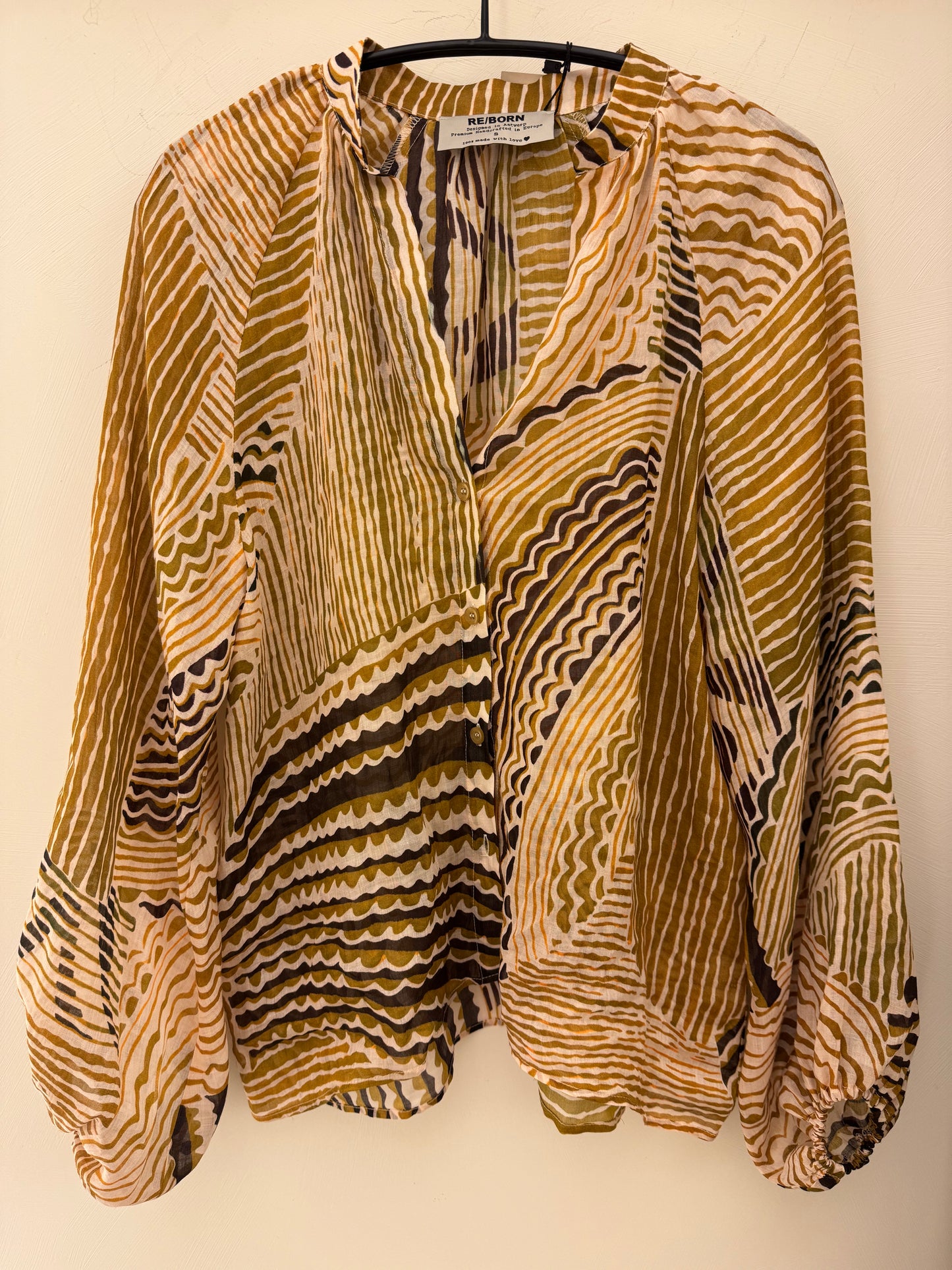 OUTLET Re/Born Bloes Ramie Abstract Geometry Oker