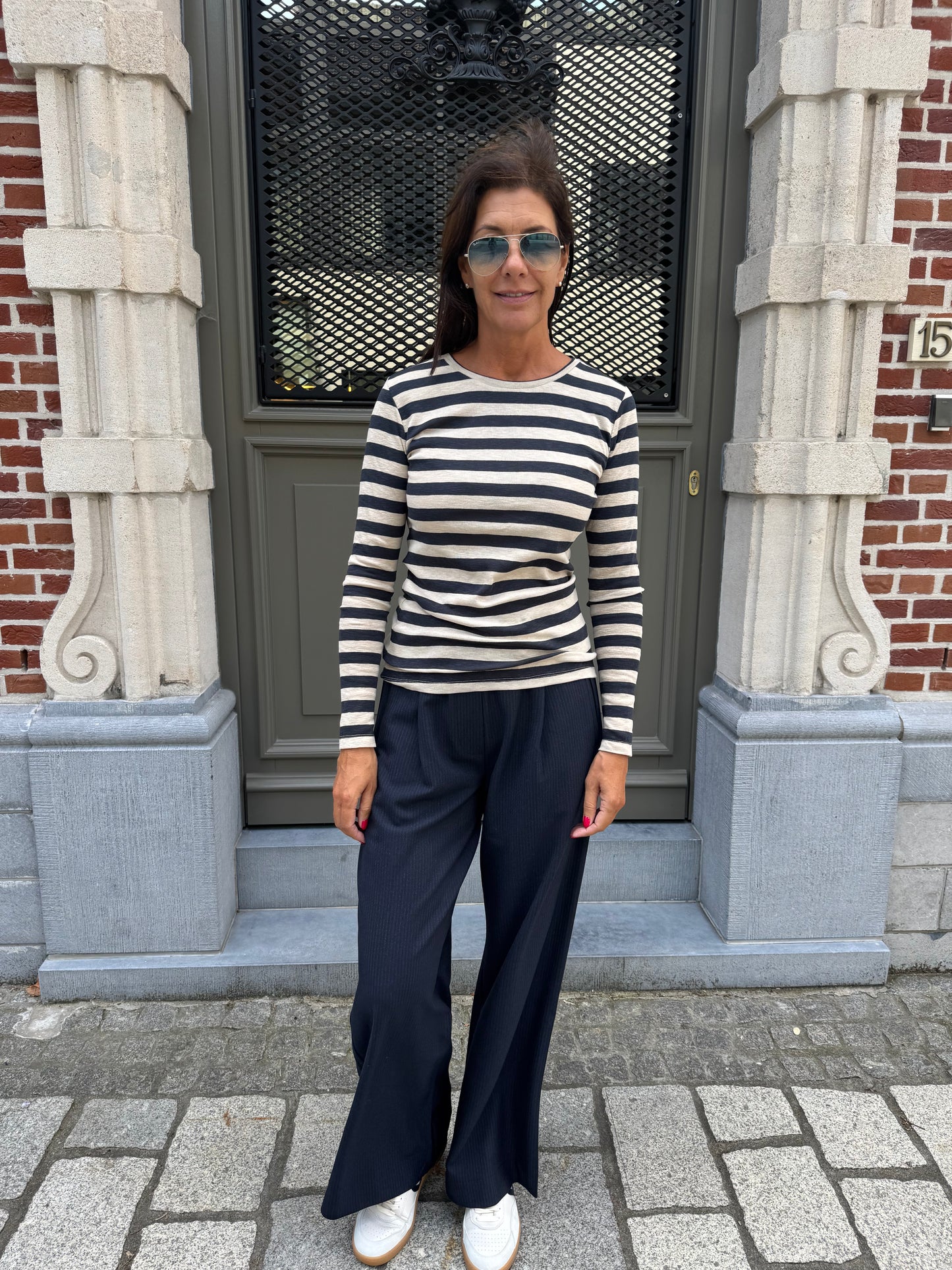 By-Bar T-shirt Basic Is Big Stripe Chalk