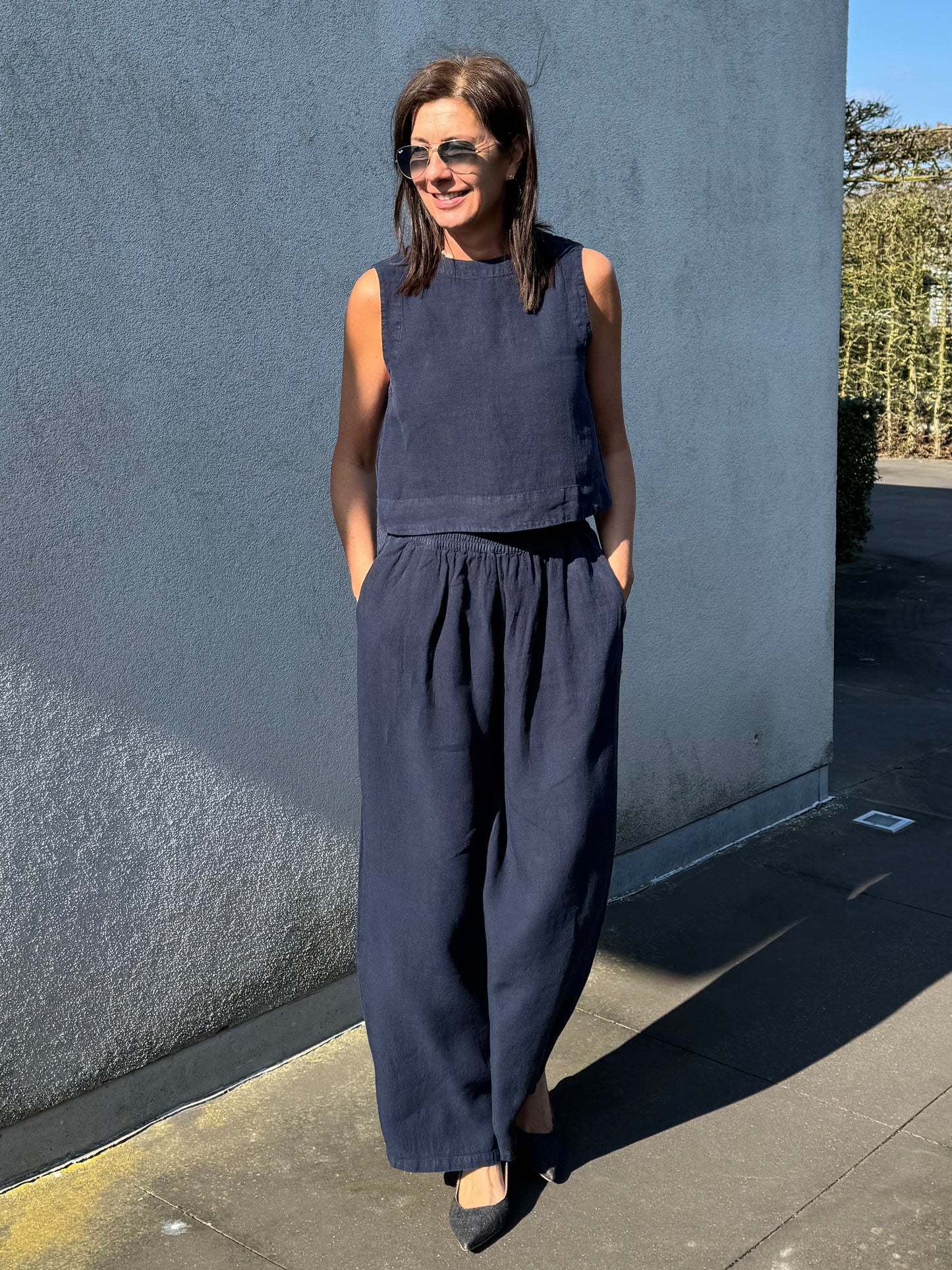 The New Society Broek Hera Palazzo Navy