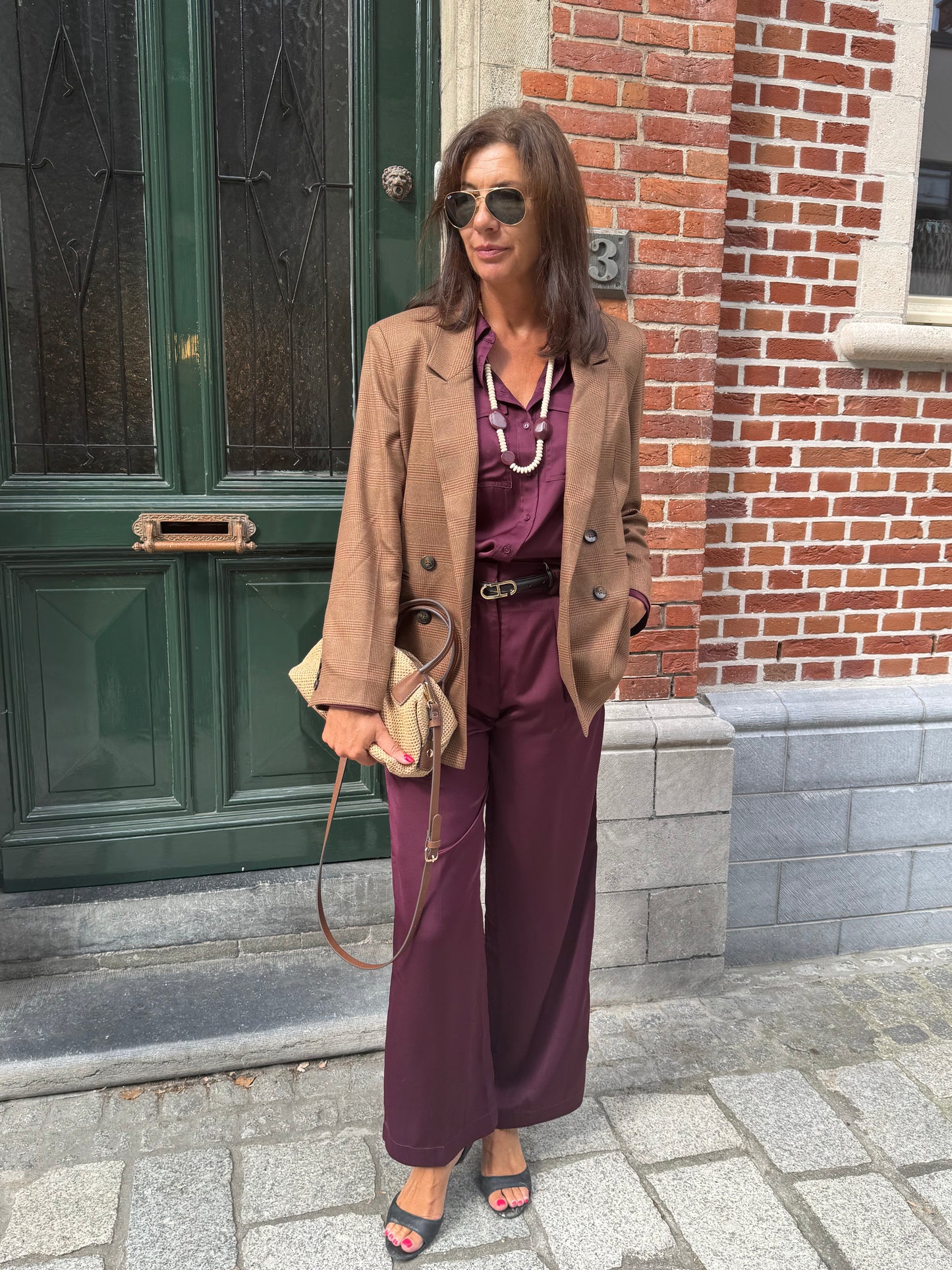Liv The Label Blazer Indy Checked Camel Prince of Wales