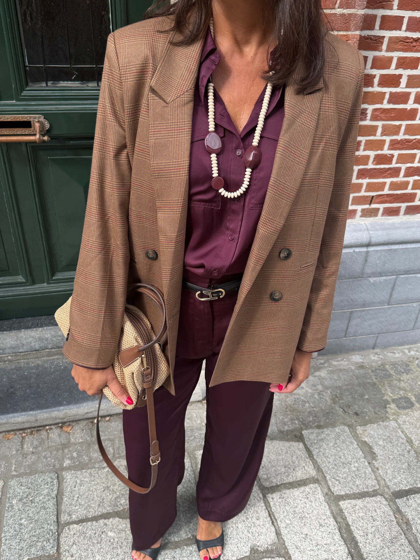 Liv The Label Blazer Indy Checked Camel Prince of Wales