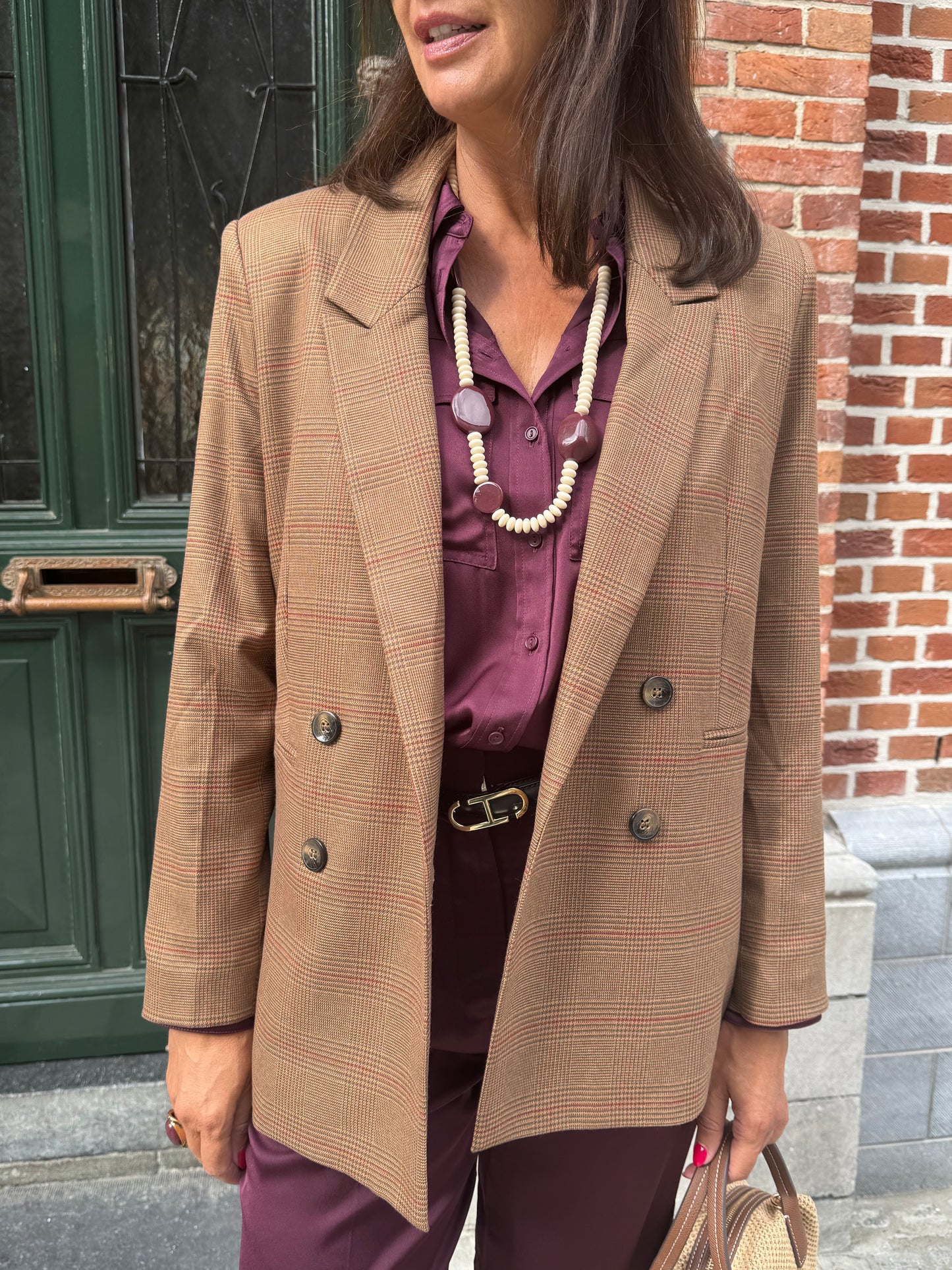 Liv The Label Blazer Indy Checked Camel Prince of Wales