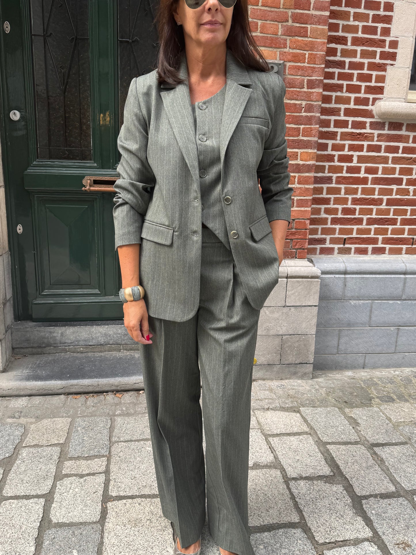 Liv The Label Broek Logan Green Pinstripes