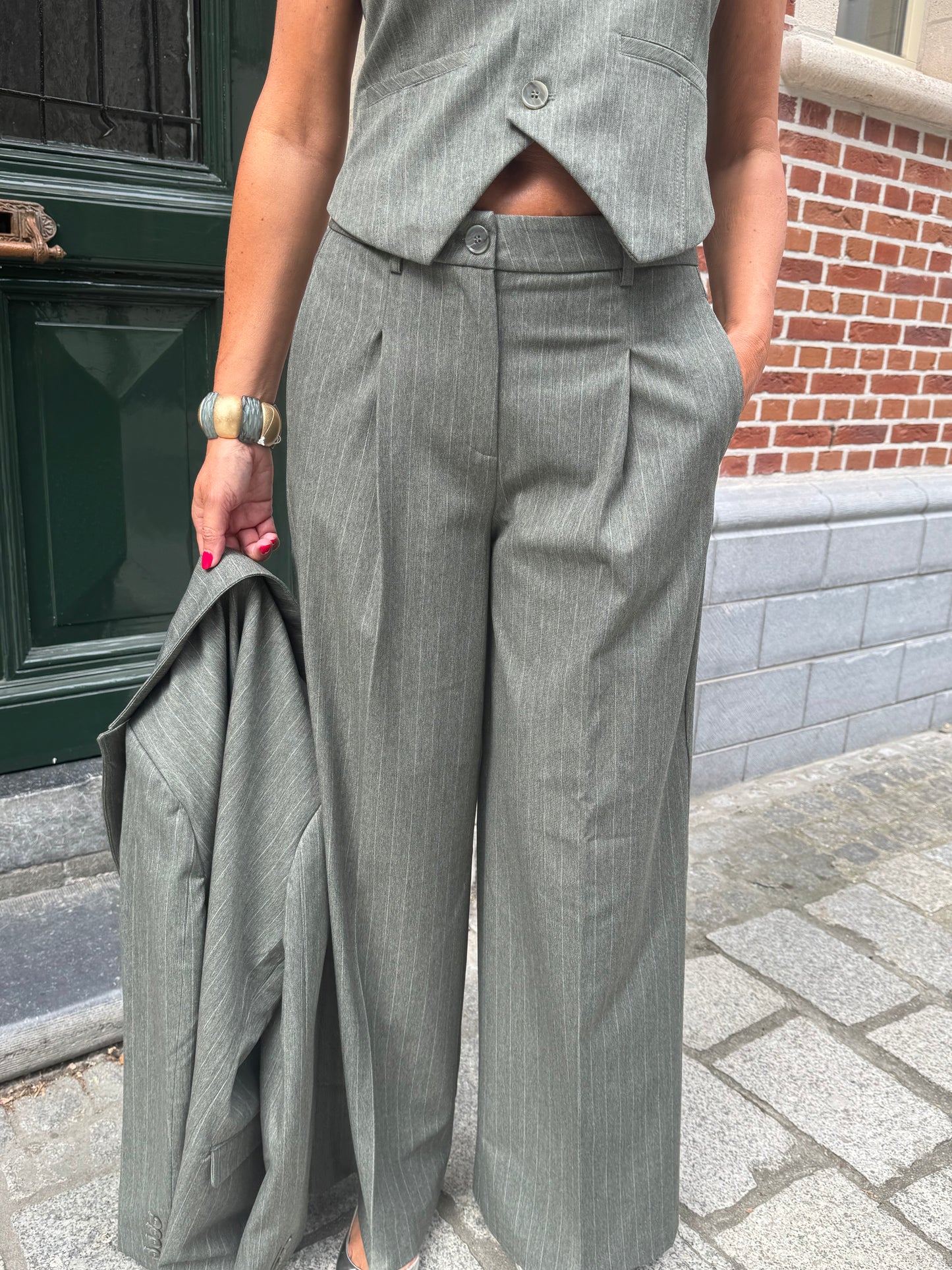 Liv The Label Broek Logan Green Pinstripes