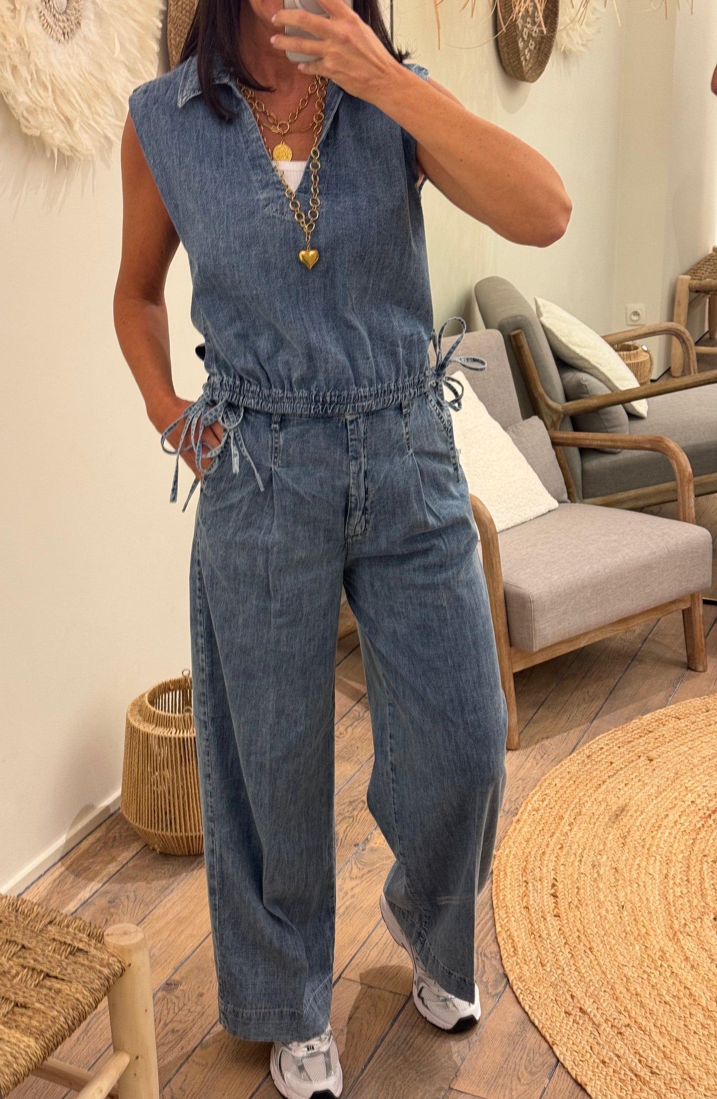 19.70 Jeans met Plooien in licht gewassen Denim