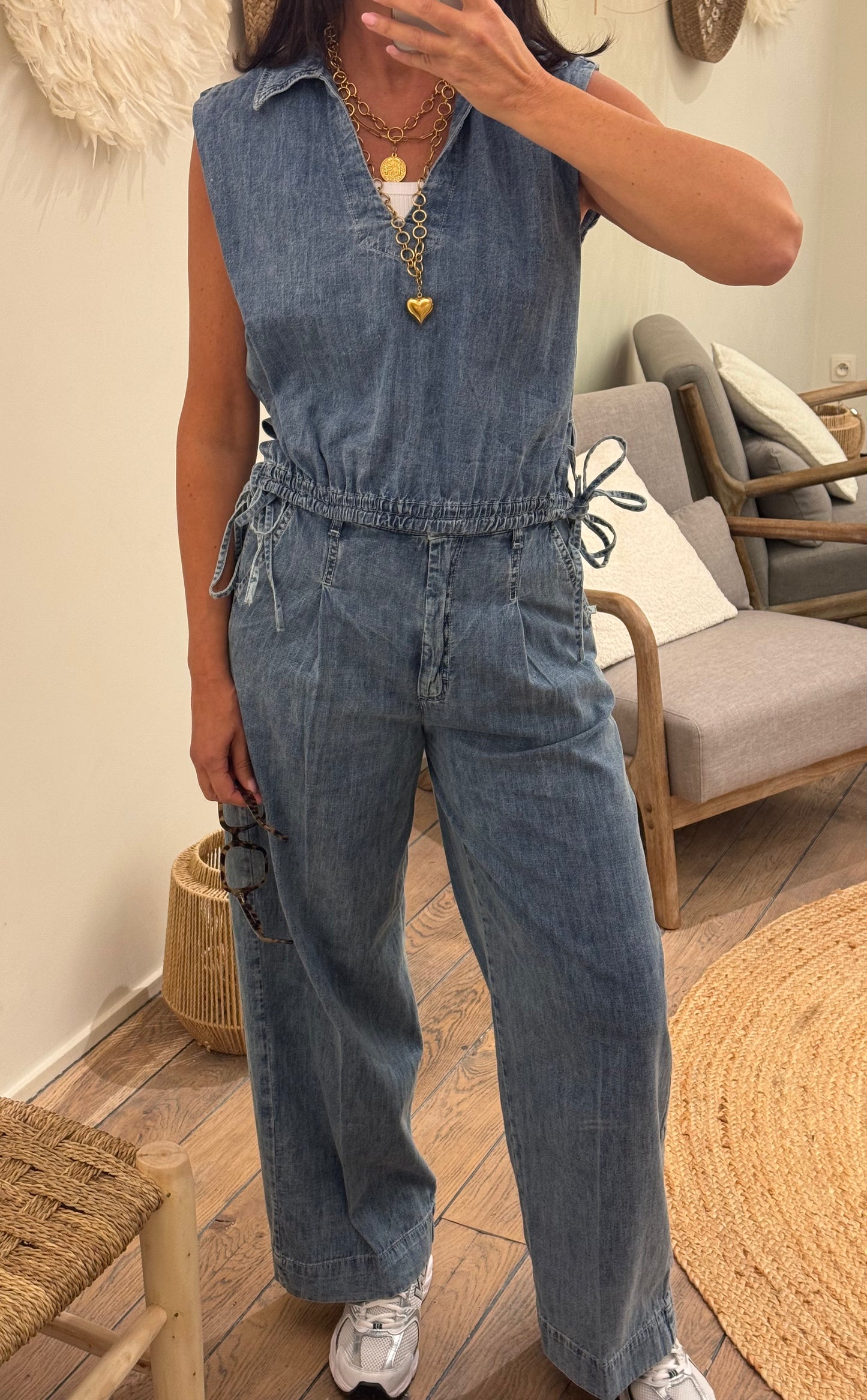 19.70 Jeans met Plooien in licht gewassen Denim
